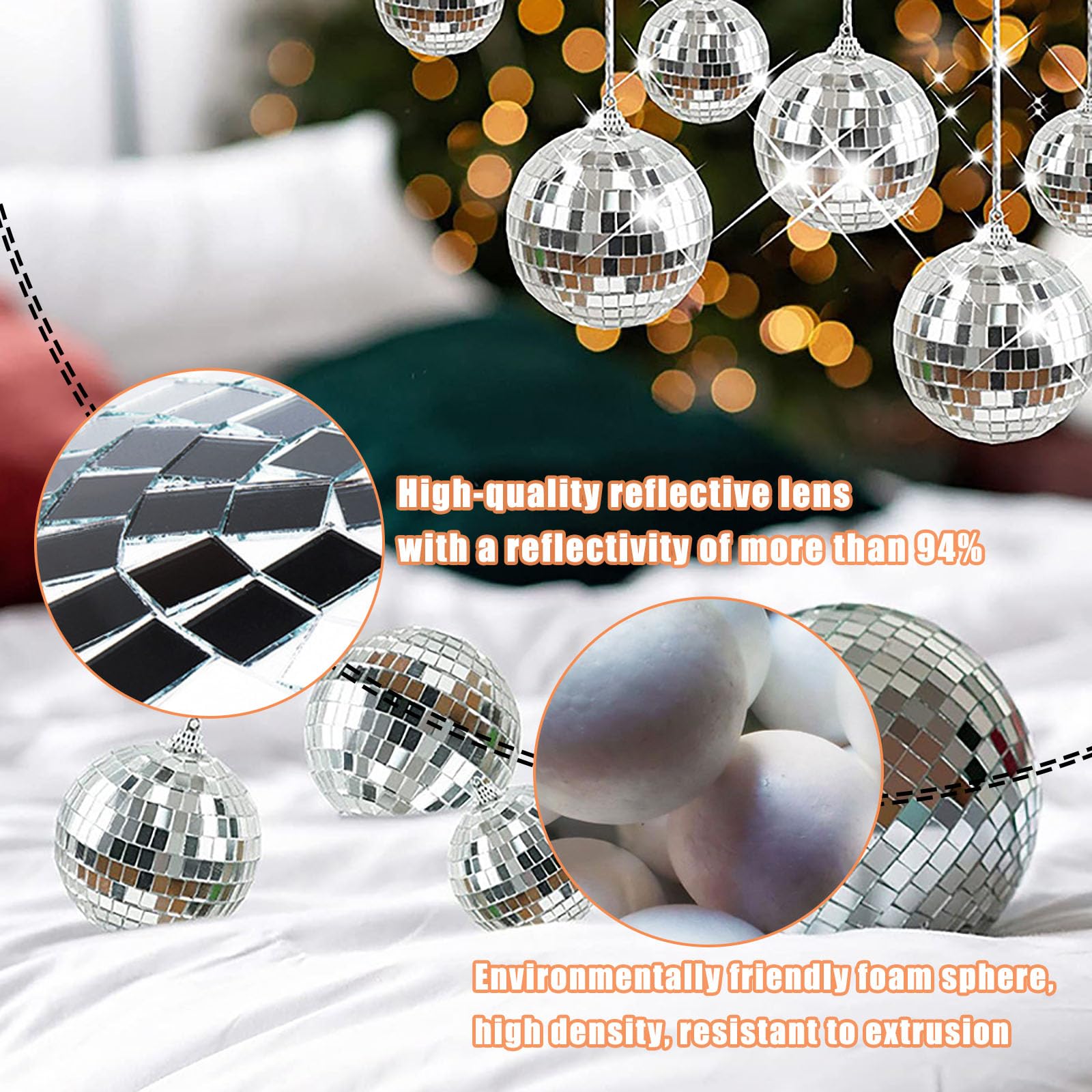 Palline Da Discoteca A Specchio - 40 Pezzi Da 5 Cm Per Feste, Matrimoni E Decorazioni - Effetto Luce Brillante