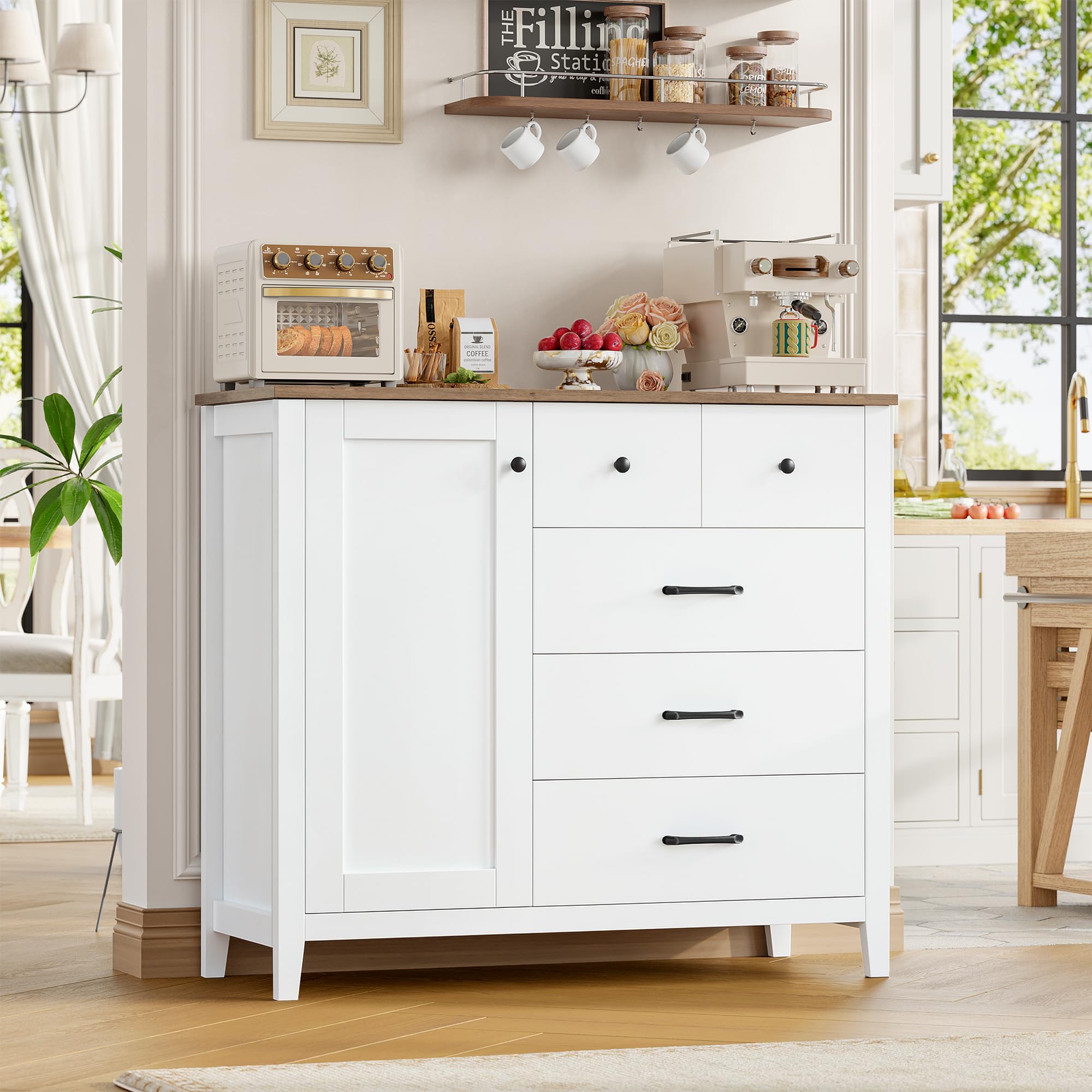 Hal dressoir met opbergruimte - 140 x 90 x 39 cm - met 4 deuren 2 grote