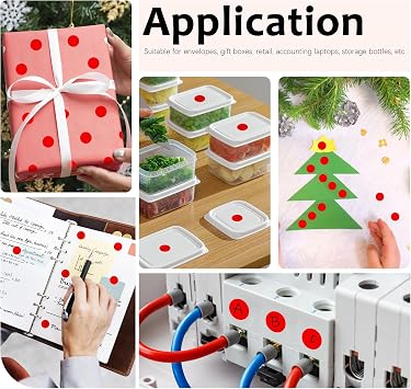 1000 Pack 0.5 inch Diameter Round Dot Stickers, Red Color Circle Labels
