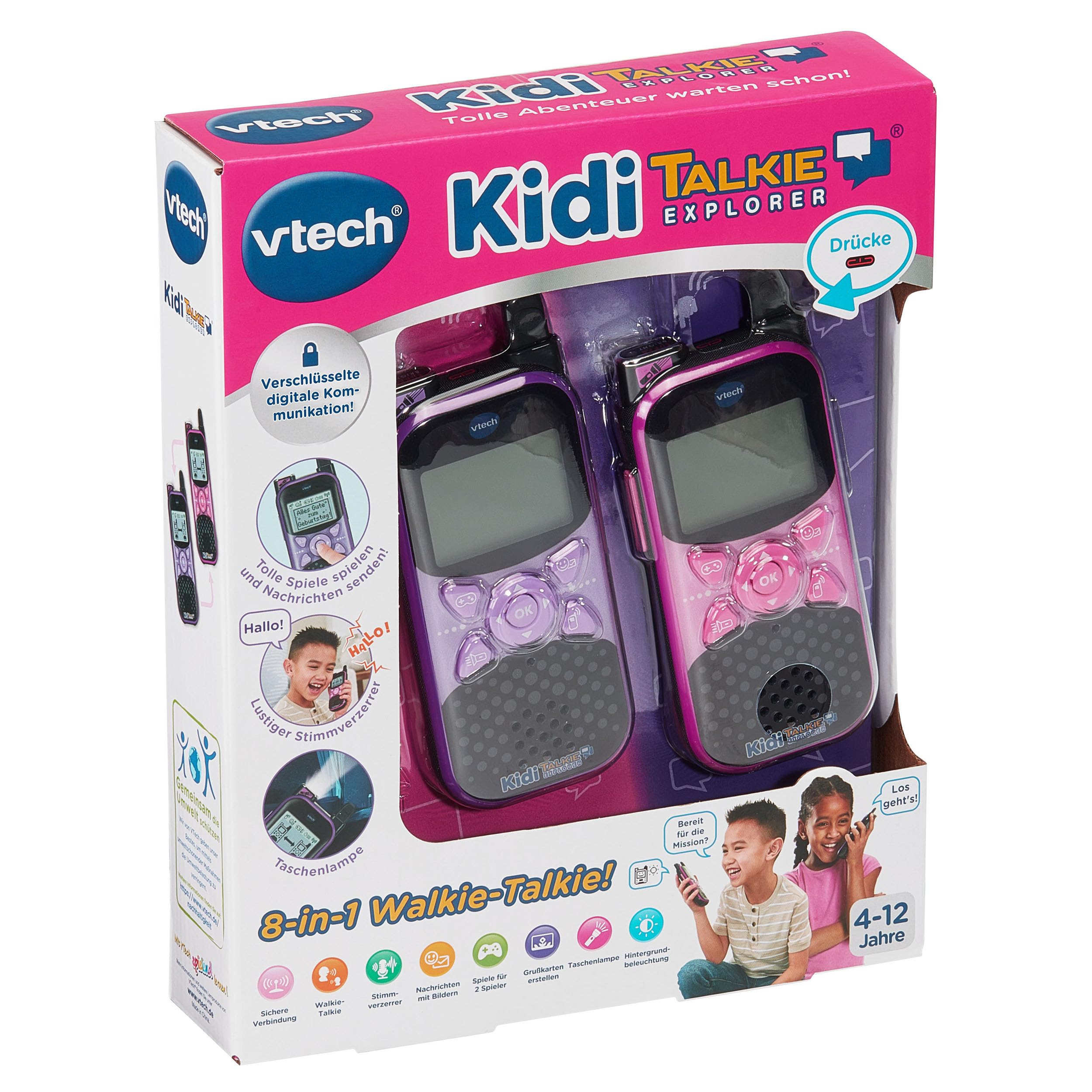 Vtech KidiTalkie Explorer Walkie-Talkie für Kinder, Rosa