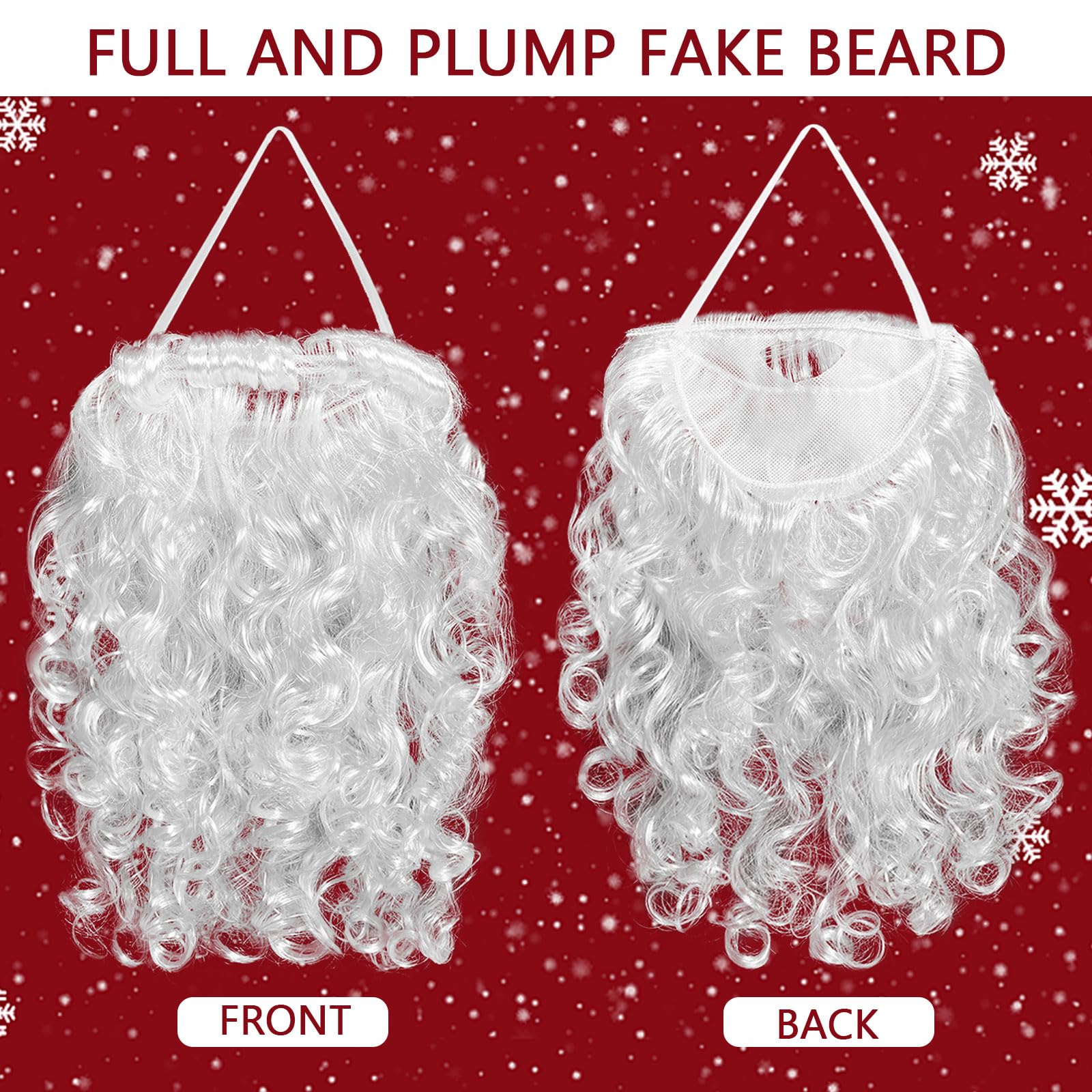 MUNSKT Santa Costume Set, Santa Hats Beard Wig Glove Glasses and Belt, One Size for Adults Halloween Christmas - Image 4