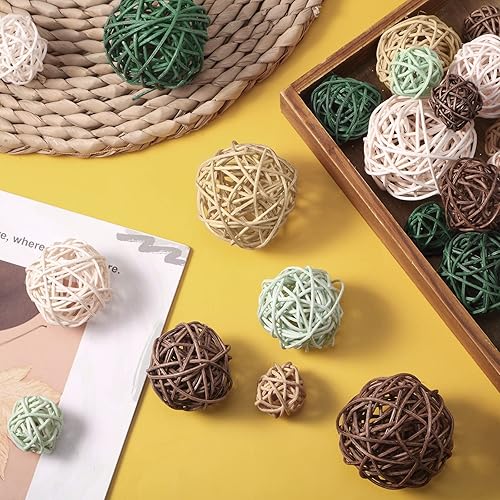 Miniatura 10 de 72 bolas decorativas de mimbre de ratán para centro de mesa, cuencos orbes para manualidades de primavera y verano, fiesta de boda, decoración de