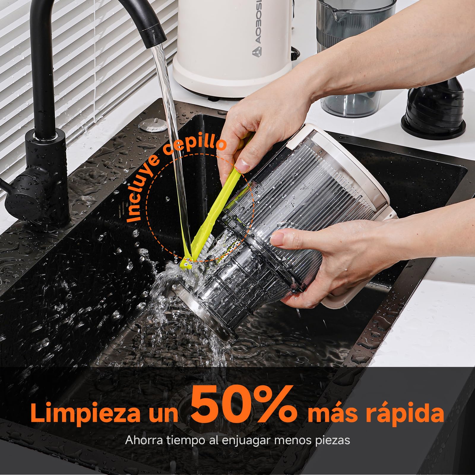 Aobosi Licuadora prensado en frio, Extractor de zumos y frutas con motor silencioso, 1.5 L, 200 W, Extractor de jugos Cold Press Slow Juicer Machine con Sinfín Mejorado