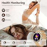 Vista 6 de Relojes inteligentes para mujer, pantalla HD, rastreador de actividad física 5ATM, resistente al agua con Bluetooth para hacerresponder llamadas