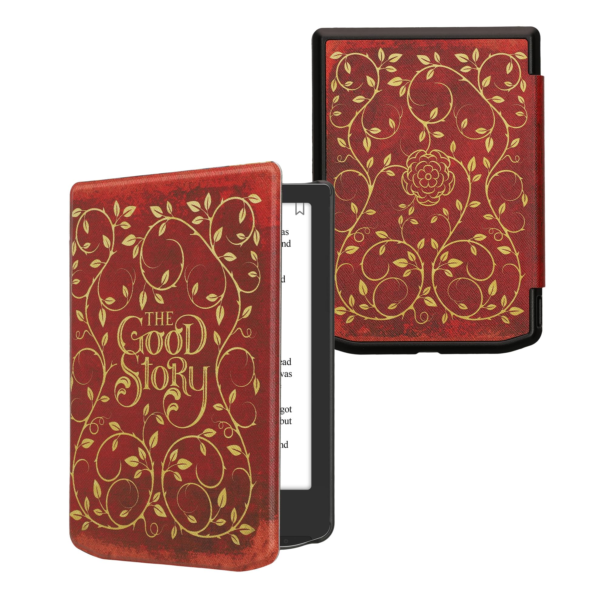 kwmobile Case Compatible with Pocketbook Verse/Verse Pro, eReader Cover, Good Story Yellow/Orange/Red