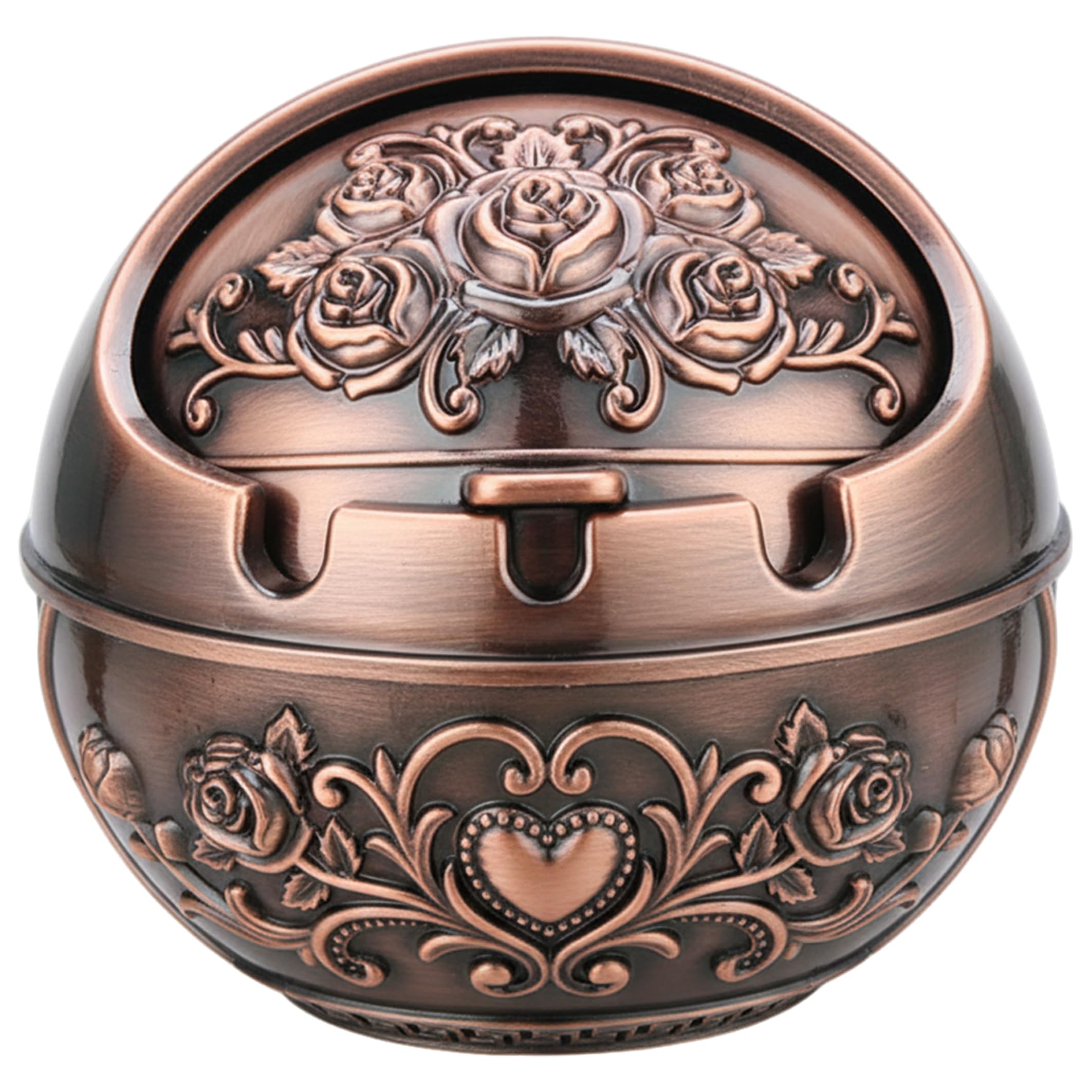 Bonalake Covered Ashtray With Lid, Windproof Outdoor Ashtray - Decorative Vintage Ash Tray For Living Room & Patio, Copper Windproof Covered Ashtrays for Outside