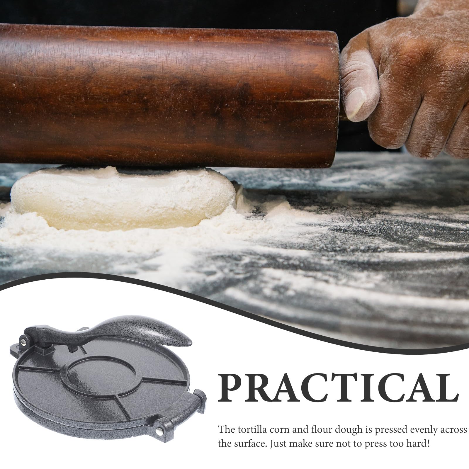 Abaodam Prensa para Hacer Tortillas de Aluminio Fundido, Aplastador de Masa para Tortillas de Maíz, Herramienta Resistente y Compacta para Cocina Tradicional
