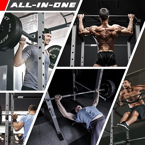 Miniatura 8 de RitFit PC-410 - Jaula de potencia de 1000 libras de capacidad y paquetes con estante de potencia básico opcional, banco de pesas, juego de pesas con