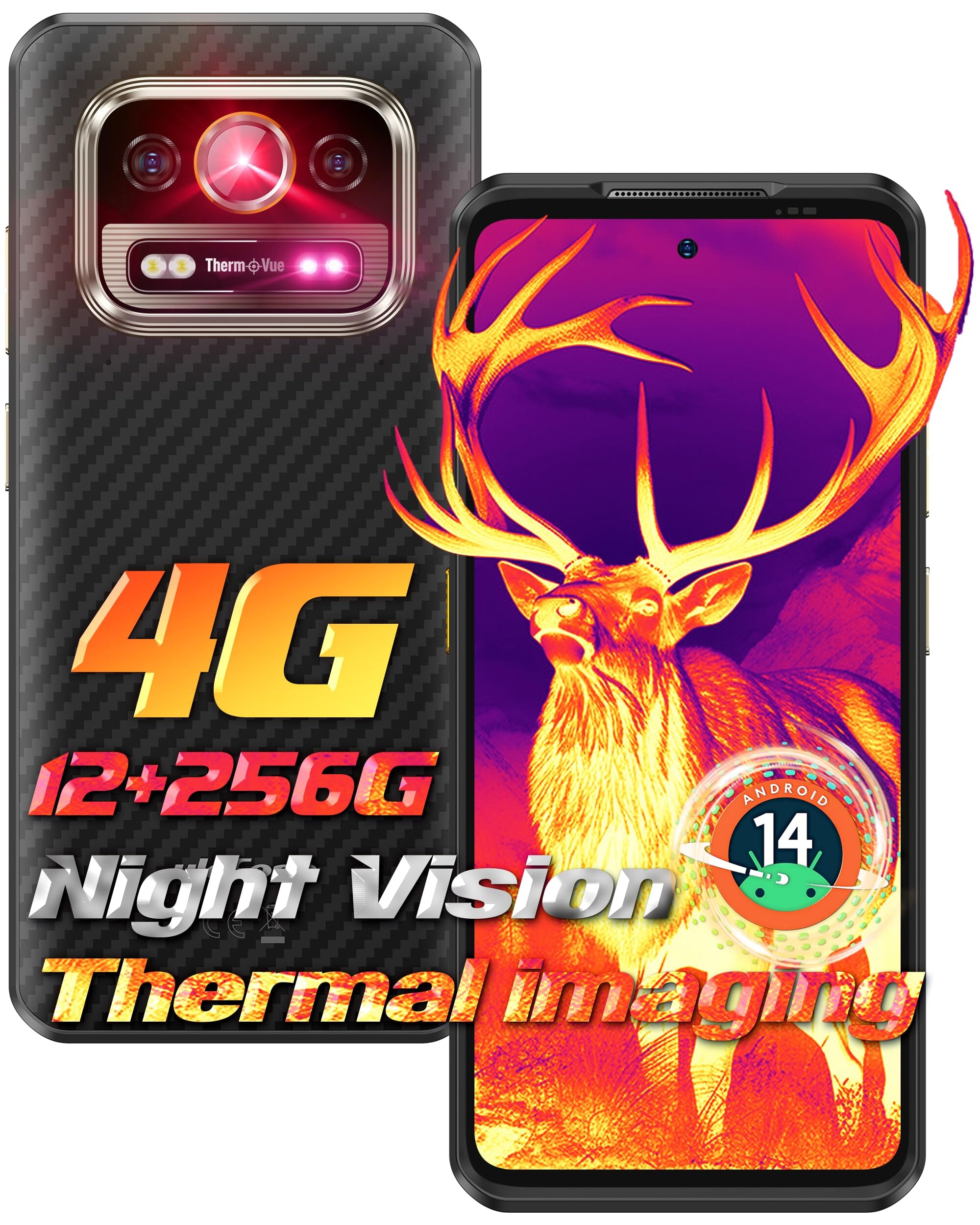 Ulefone Armor 25T Rugged Smartphone Unlocked, Thermal Imaging Camera+64MP  Night Vision Cam+50MP Ultra Cam 12+256GB 6500mAh/33W Flash Charging,