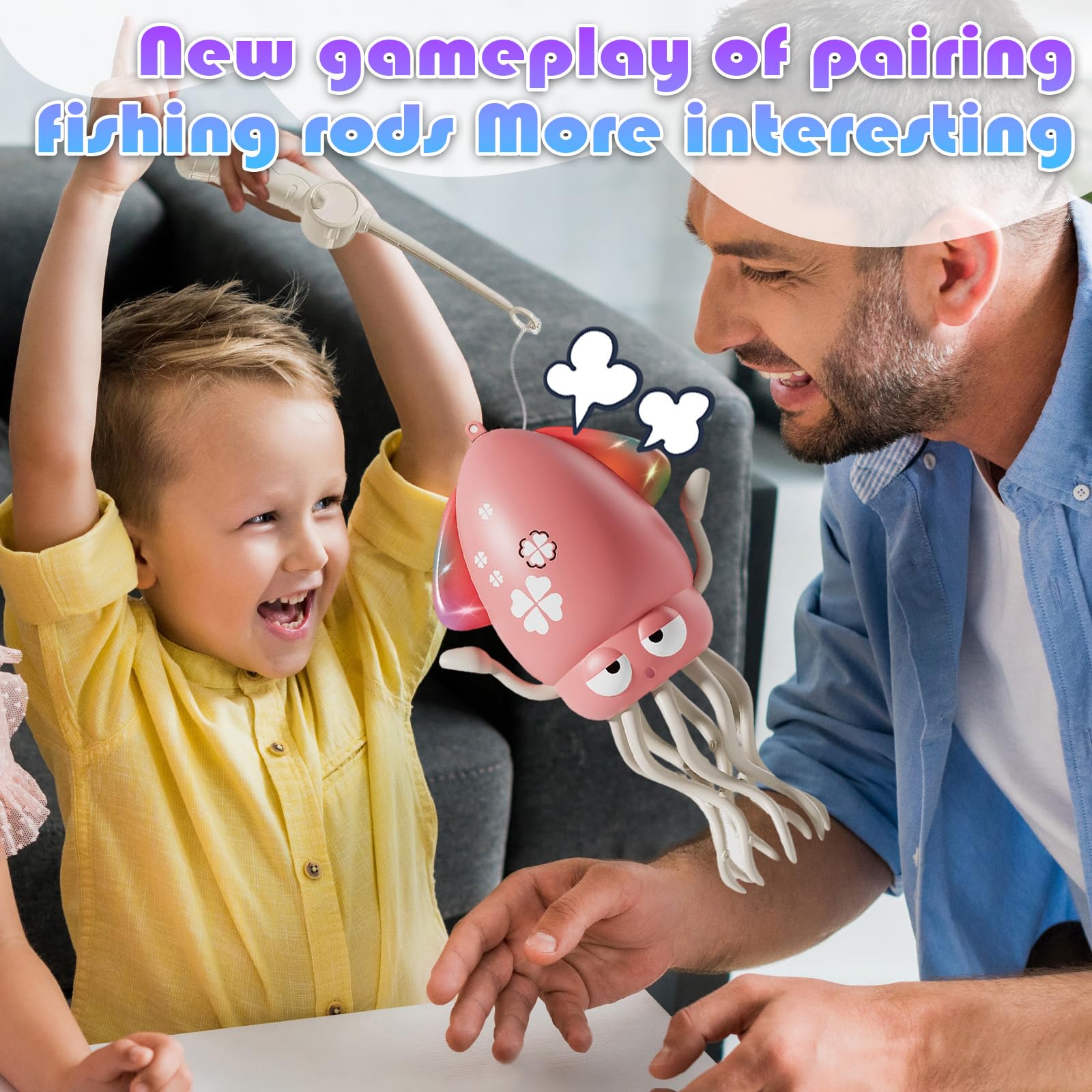 Uyapsen Electric Dancing Octopus Toy for Kids - Automatic Obstacle Avoidance, LED Lights & Music, Interactive Crawling Robot Toy for Toddlers, USB Rechargeable, Gift for Boys Girls (Pink) 4