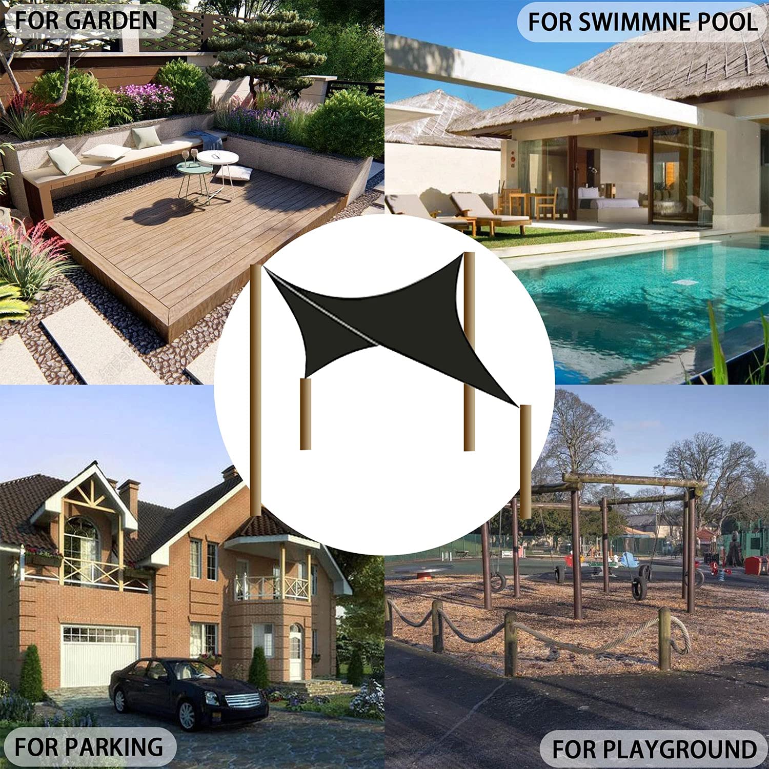Vela Ombreggiante 2x2m 3x5m Rettangolare Quadrata Impermeabile 98% Protezione UV Protezione Solare Tettoia per Esterno Giardino Patio Feste Estate Cortile Spiaggia con Corda Libera, Blu