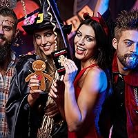 Vista 5 de Muñeca de vudú positiva graciosa hecha a mano de ganchillo rellena de peluche con tarjeta de afirmación de positividad para decoración de Halloween