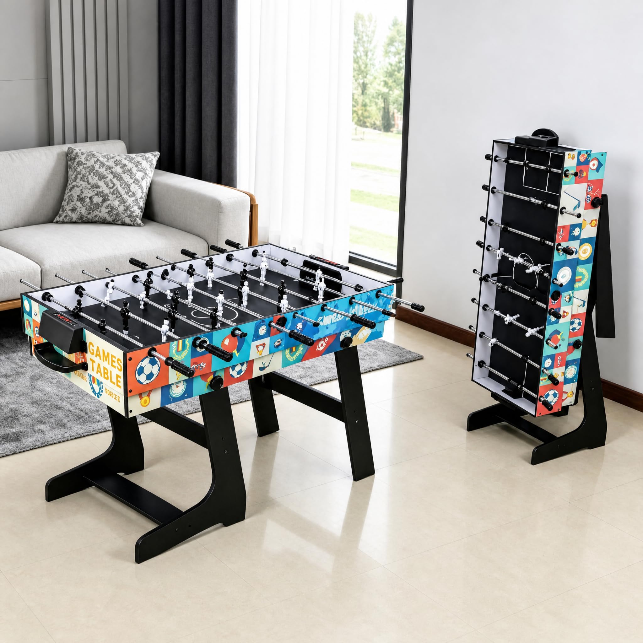 HLC Table multijeux 4 en 1, intégrant BabyFoot, Billard, ping-Pong et air Hockey,Idéal pour Les Adultes et Les Enfants, il constitue Le Cadeau Parfait