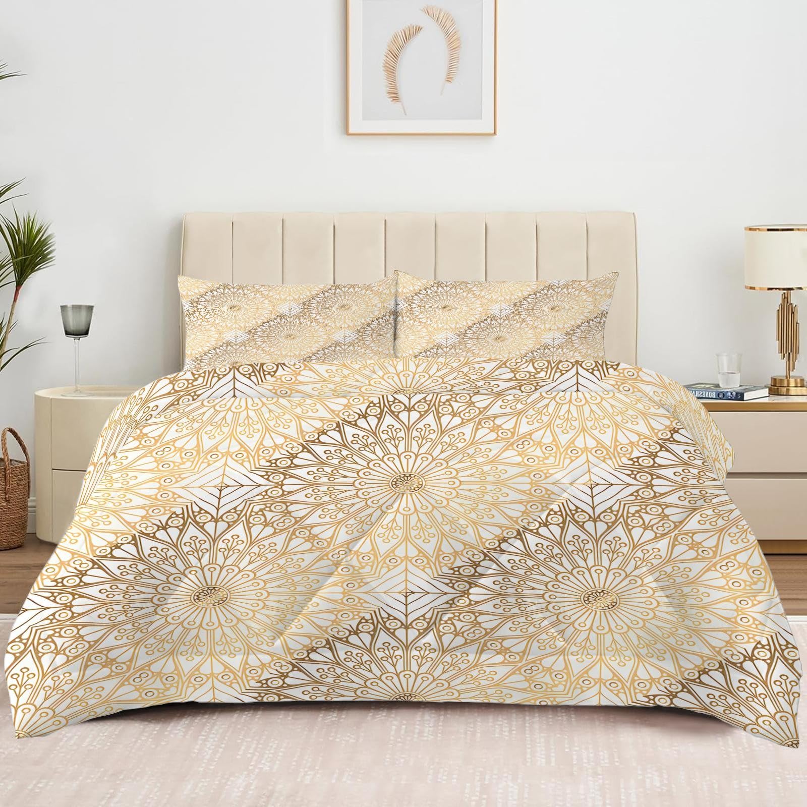 Geometrie Bettdecke 135x200 4 Jahreszeiten - Bettdecken Boho - Ganzjahresdecke Abstrakt - Waschbare Bettdecke ohne Bezug Nutzbar - Wende Muster Steppdecke mit 2 Kissenbezug - U-558