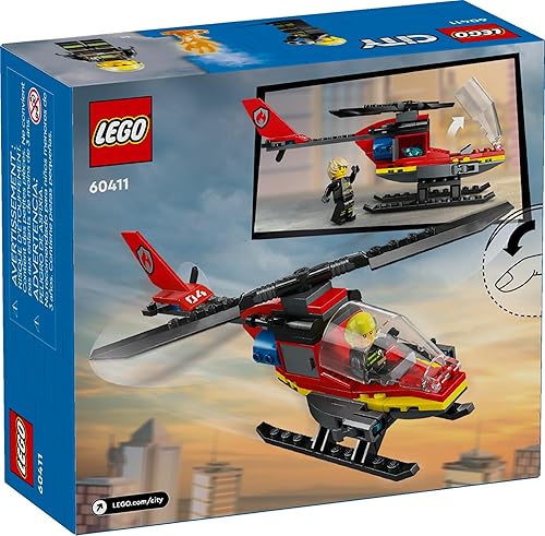 Miniatura 6 de LEGO City Fire Rescue Helicóptero de juguete, juego de construcción con minifigura de bombero, juguete de piloto de regalo divertido o juguete de