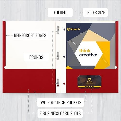 Miniatura 3 de Better Office Products Carpetas de papel rojo de 2 bolsillos con puntas, paquete de 50, textura mate, carpetas de papel tamaño carta, paquete de 50,