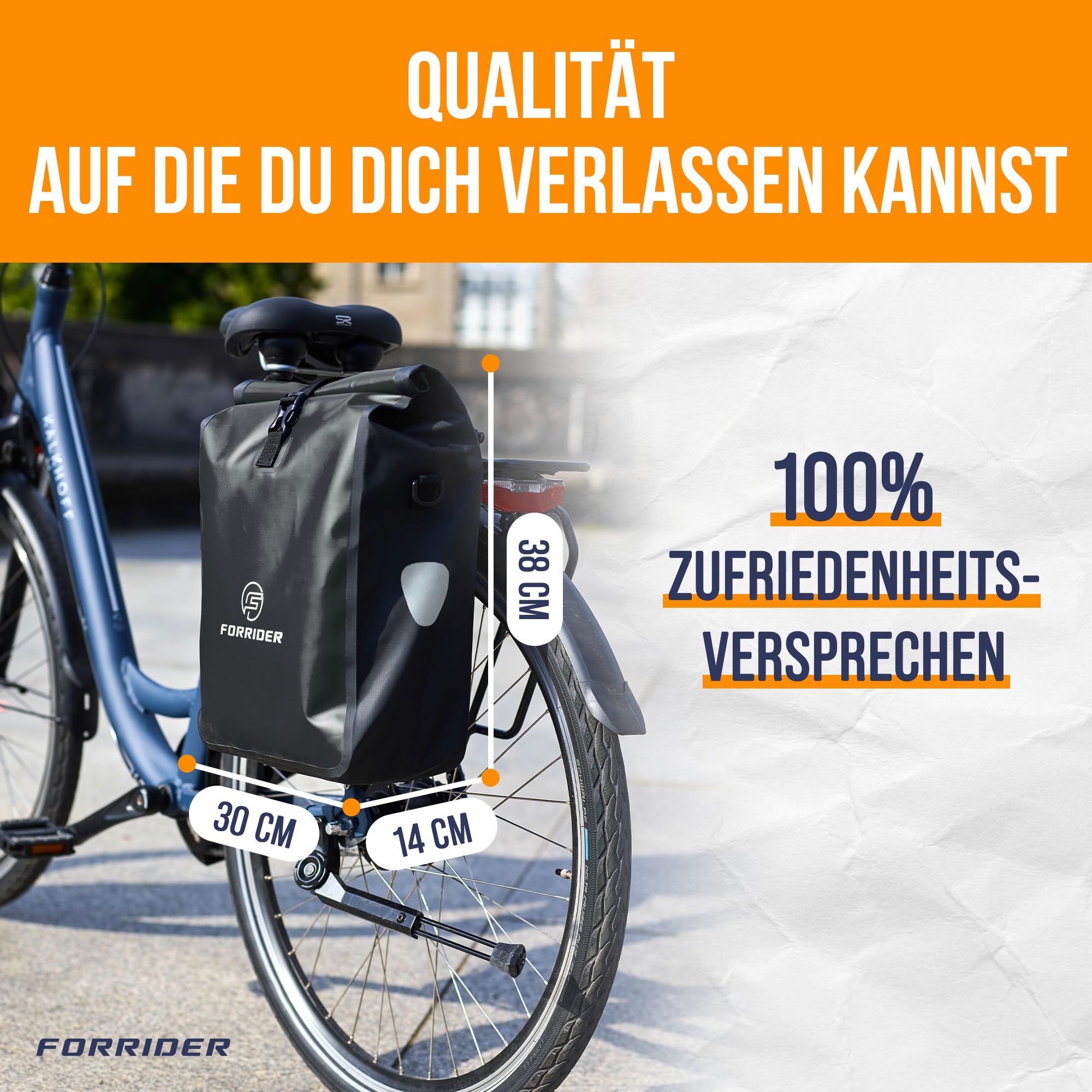 Forrider Fahrradtasche Wasserdicht für Gepäckträger [22L] mit Schultergurt & Reflektoren | Fahrrad Gepäckträgertasche | E-Bike & Fahrrad Tasche Fahrradtaschen Gepäckträger Tasche hinten