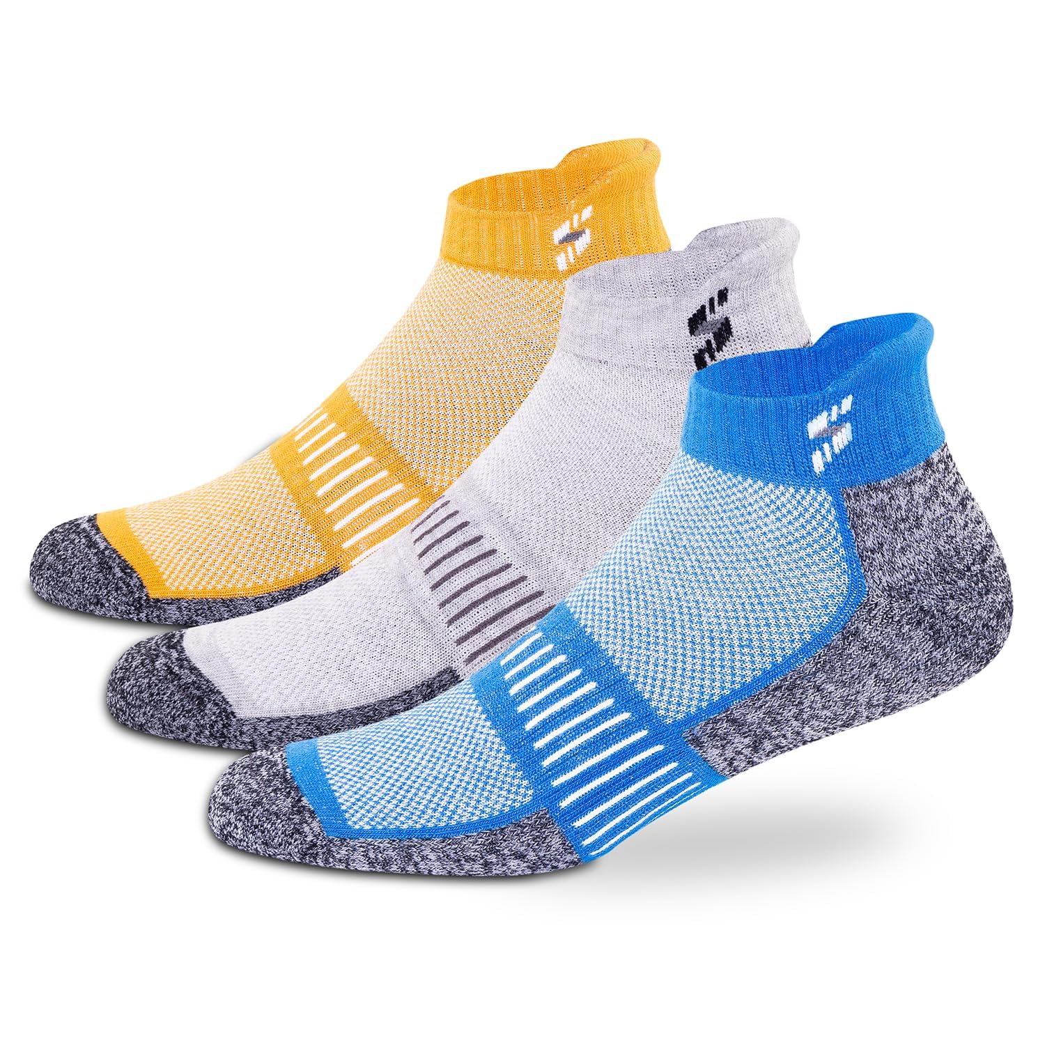 Ankle Length Socks for Man | Durable Breathable Cotton | Anti-Odor & Antibacterial | Multi Colour | Free Size | Pack of 3