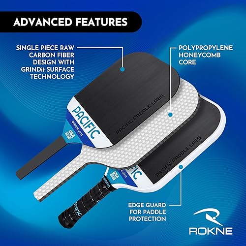 Miniatura 10 de PACIFIC PADDLE LABS Paleta de pickleball de tuberías, fibra de carbono cruda, opciones de 0.31 pulgadas y 0.63 pulgadas, raqueta de pickleball