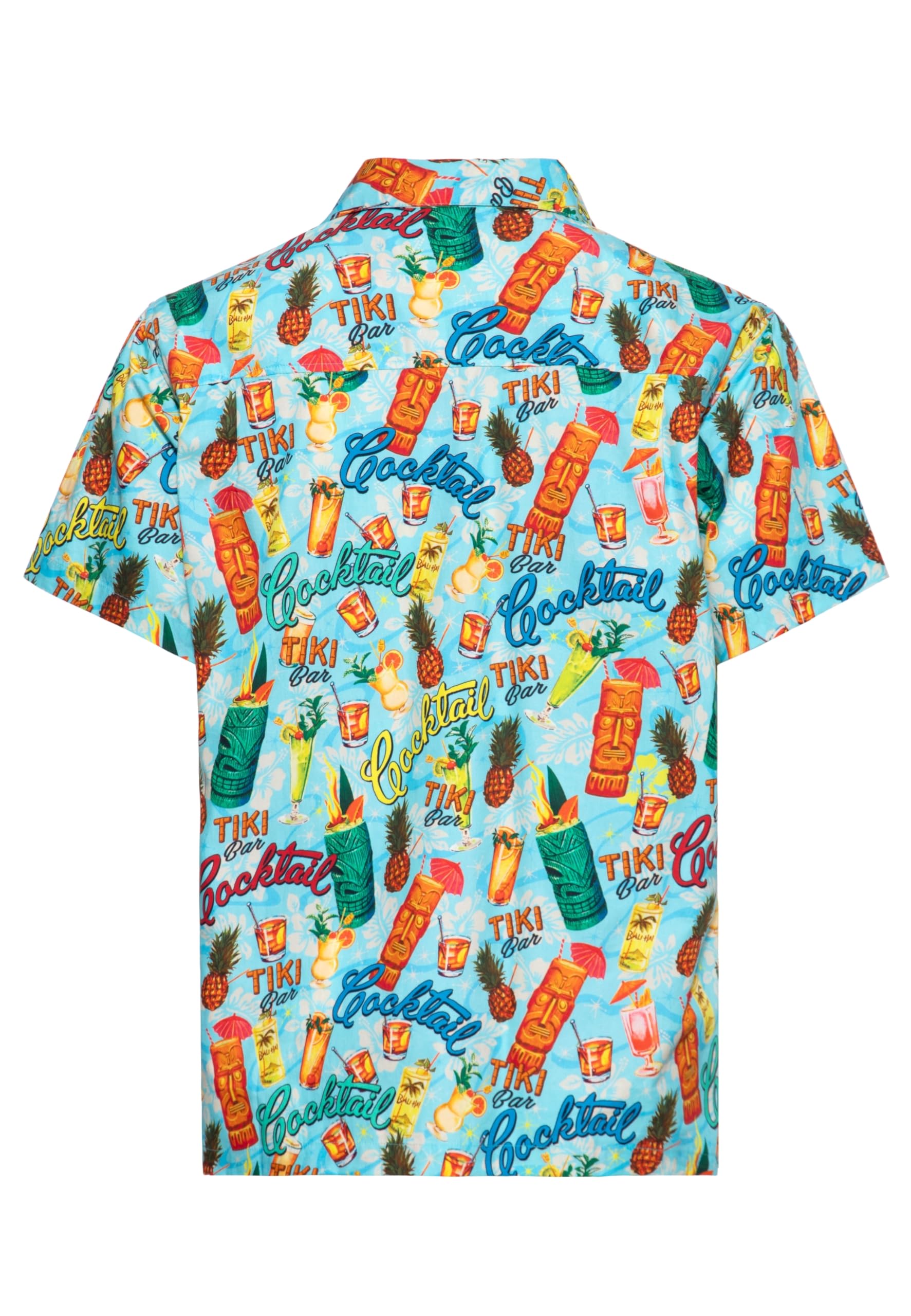 King Kerosin Herren Hawaiihemd · Hawaiian · Shirt · Kurzarm · Reverskragen · Print · Vintage · Retro · Tiki · Aloha · Rockabilly · 50s · Bio-Baumwolle · Tiki Cocktails