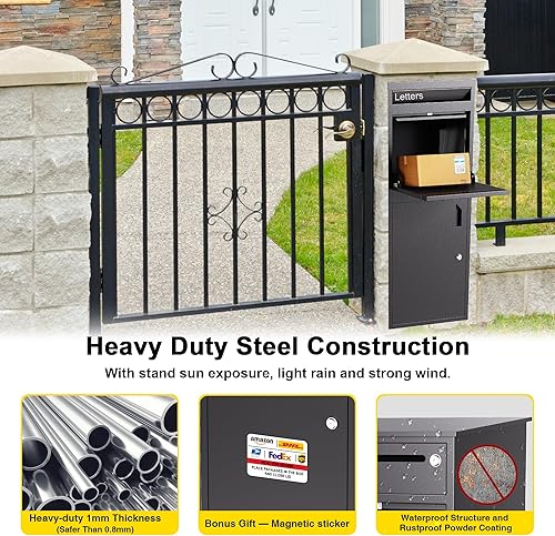 Miniatura 4 de Merapi Cajas de entrega de paquetes para exteriores, 16.3 x 15.2 x 40.4 pulgadas, caja de entrega de acero laminado en frío para paquetes, cajas de