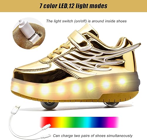 Miniatura 2 de AIkuass Zapatos con ruedas LED y USB recargables, zapatillas de patinaje con luces para niños y niñas