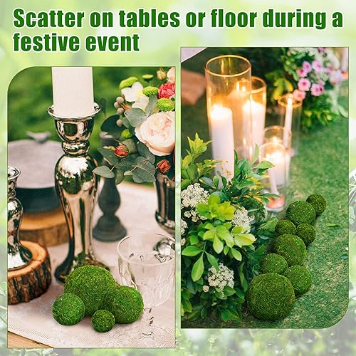 Miniatura 4 de Amyhill 38 bolas decorativas de musgo sintético para centro de mesa, globos de musgo verde artificial, bolas de musgo seco, relleno de cuenco para