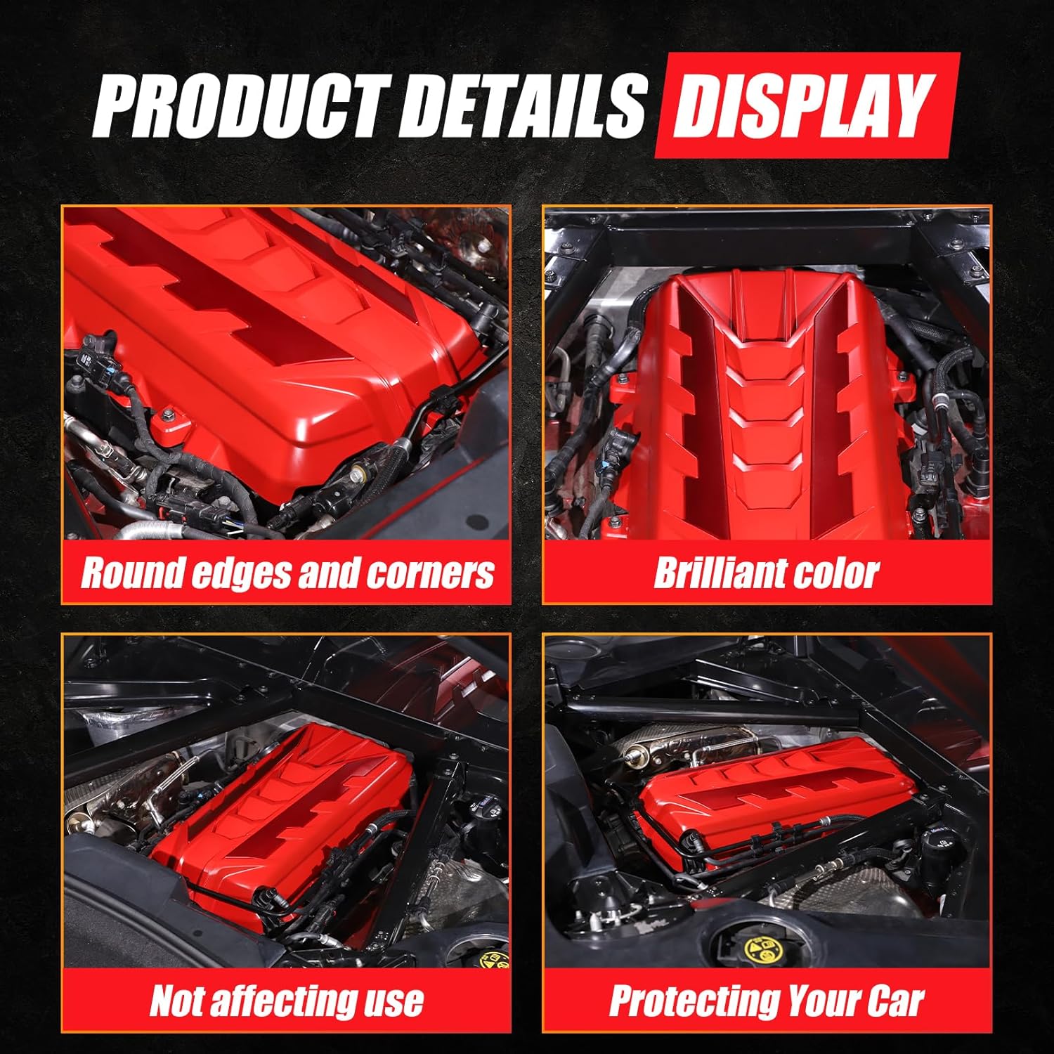 TOYCIDFG Car Engine Bay Decorative Cover Trim for C8 Corvette 2020-2025, Car Interior Decoration Accessories (Red)