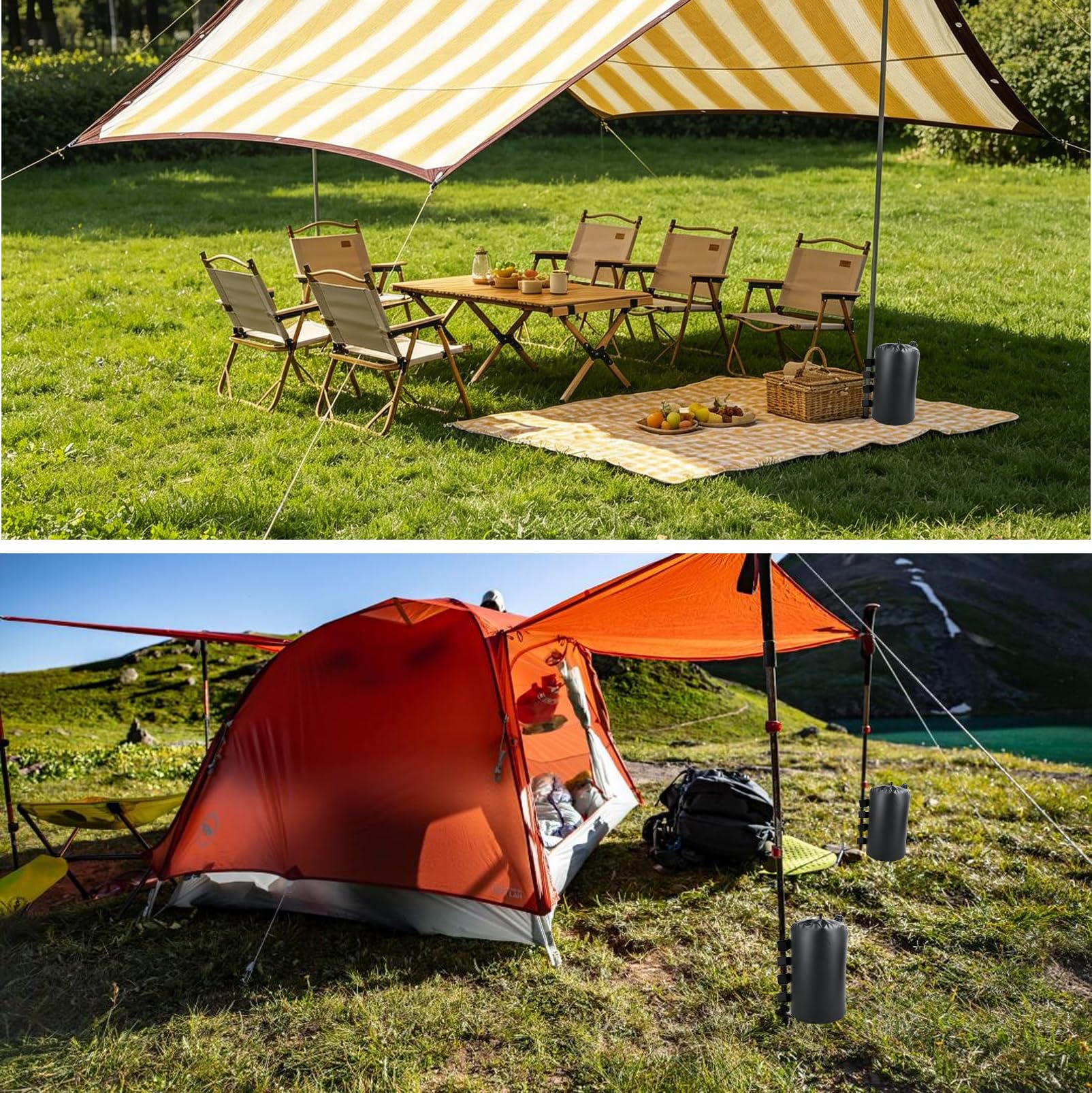 4er Set Pavillon Sandsäcke, Gewichte für Pavillon, 20L Wassergewichtstaschen für Pop up Zelte, Windfeste Fixierung für Festzelte, Pavillons, Gartenzelte, Wiederverwendbar, Schwarz