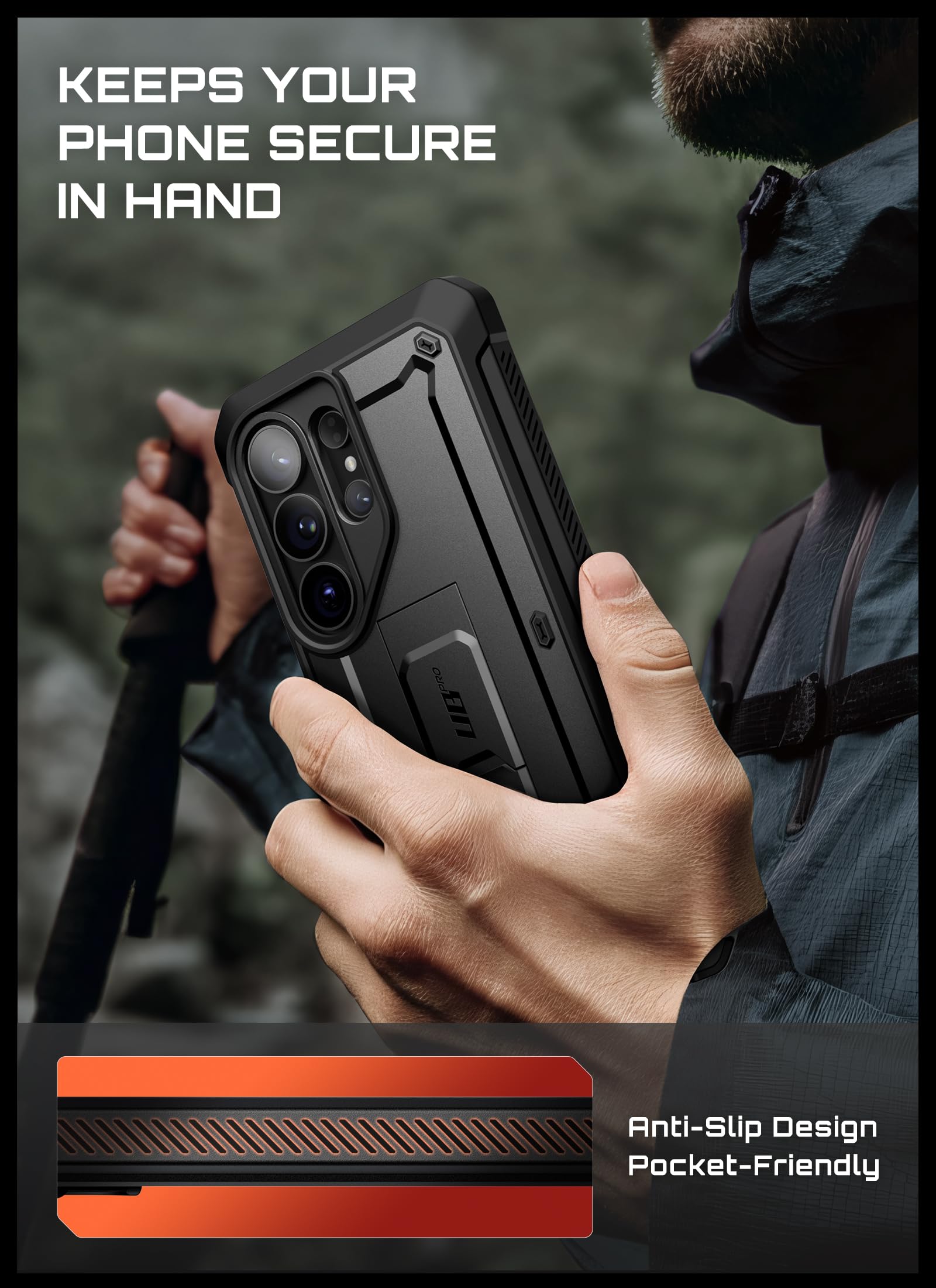 SUPCASE für Samsung Galaxy S26 Ultra Hülle Outdoor Handyhülle, Schwarz | Bumper Case mit 2 Vorderseite (ohne Displayschutz + mit Displayschutz) Cover mit Gürtelclip und Ständer [UBPro] für S26 Ultra