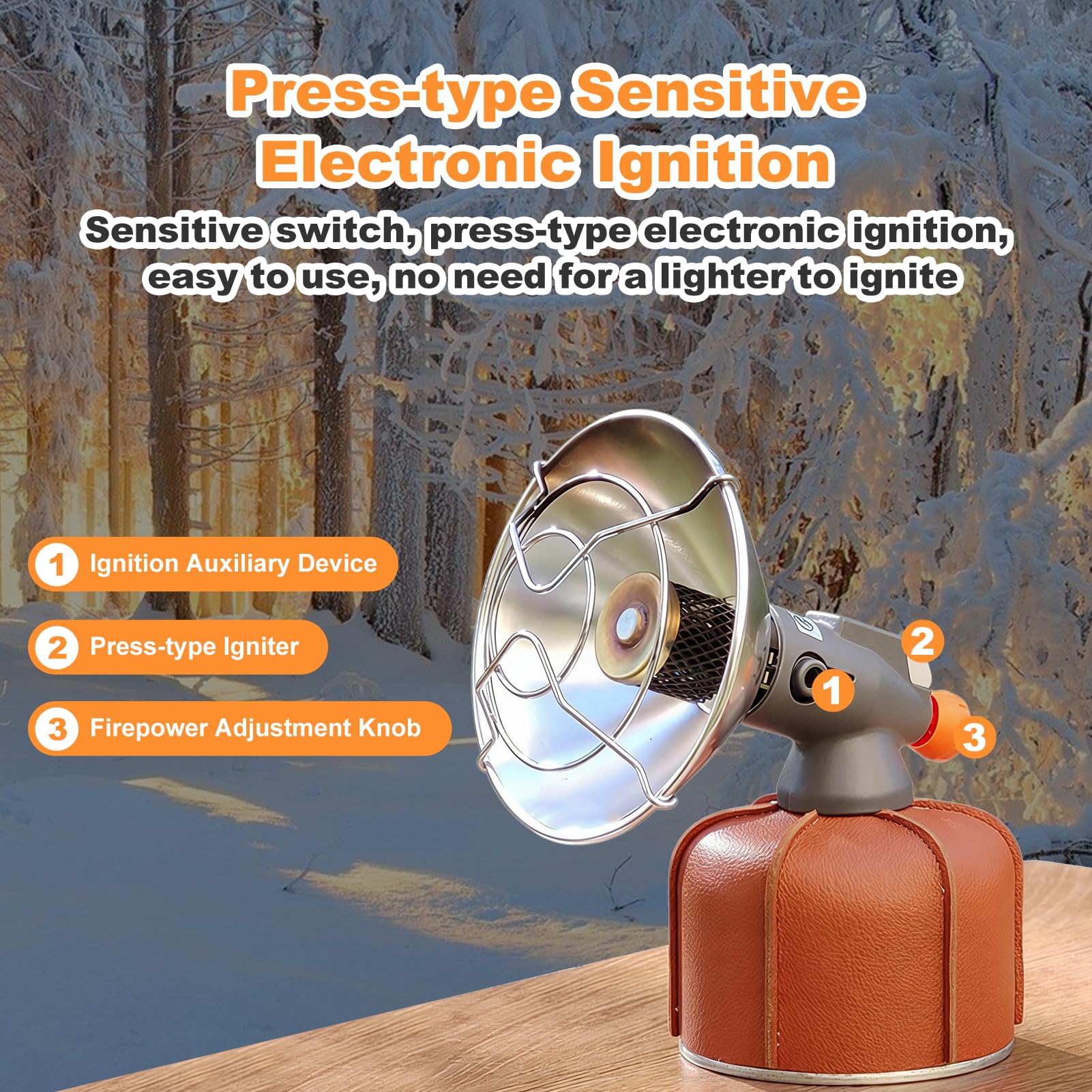 Riscaldatore a Gas da Esterno Riscaldatore a Gas con Accensione Piezoelettrica Riscaldatore da Esterno Per Patio Riscaldatore da Campeggio Riscaldatore a Gas Portatile Per Patio da Campeggio in Giardi