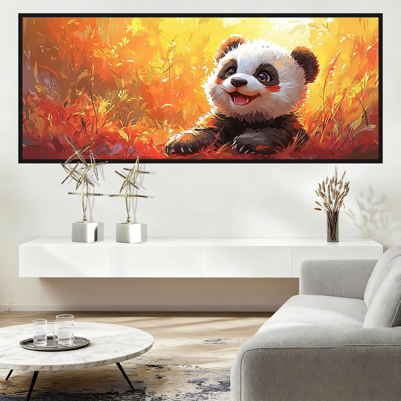 Malowanie według numerów dla dorosłych 120x50 cm obraz liczbowy dorośli zwierzęta obrazy do malowania Panda DIY malowanie według numerów zestaw obraz olejny oryginalne prezenty dla kobiet dekoracja