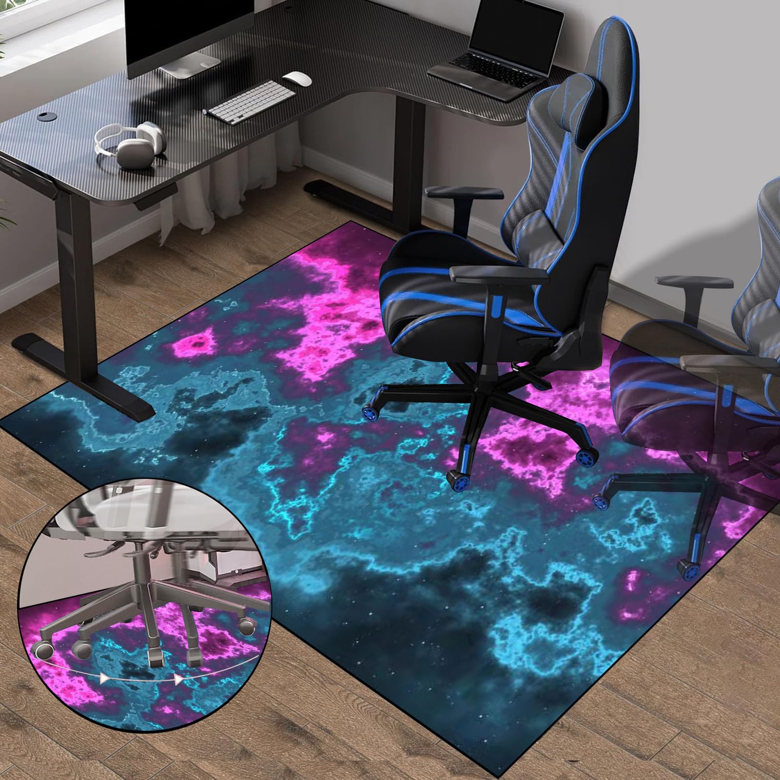 Tappeto Sedia Gaming, Tappeto per Sedia con Ruote, Tappeto Salvapavimento Protezione Parquet e Pavimenti Duri, Tappetino per Sedia da Scrivania per Ufficio, Salotto, Camera da letto 180 x 200 cm