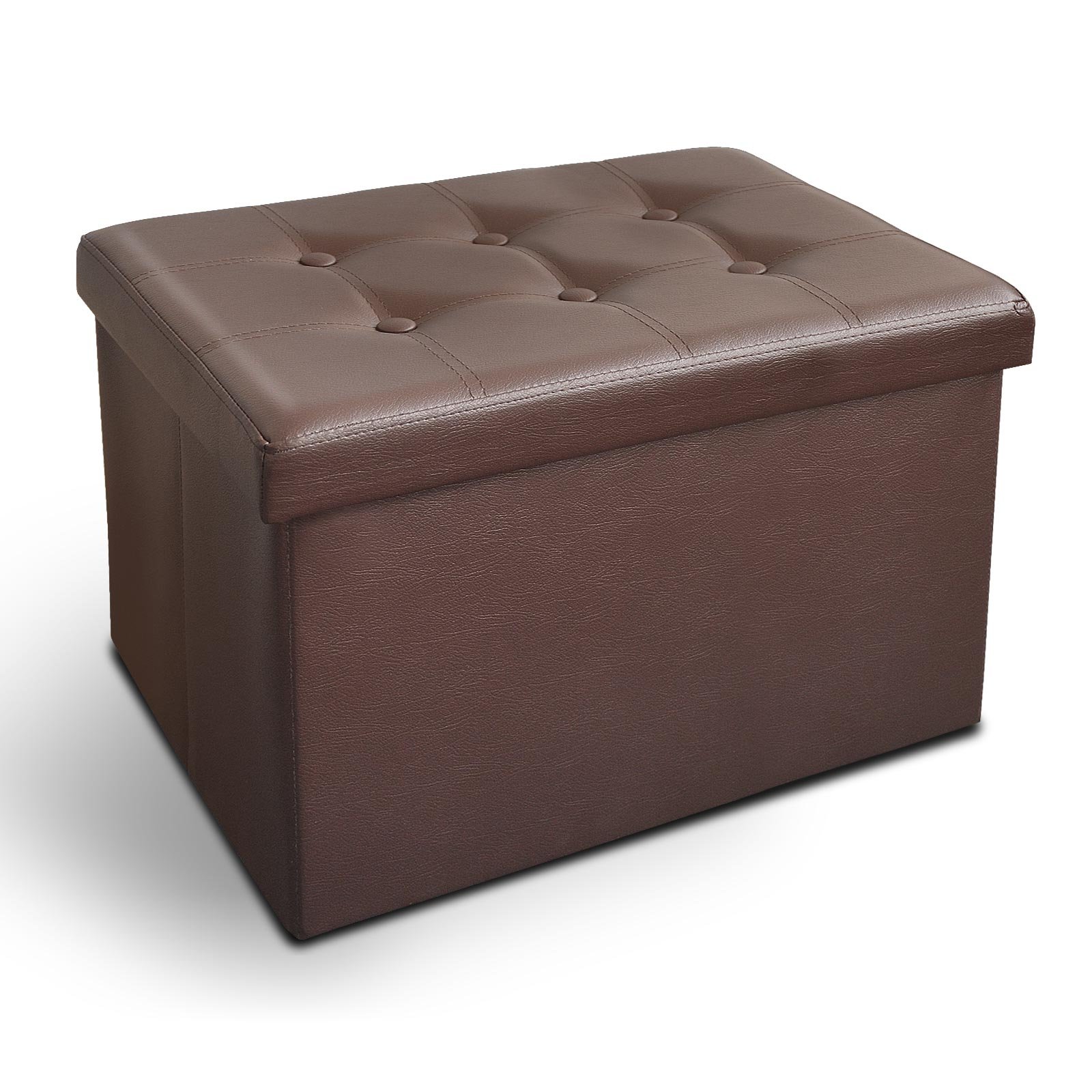 Casa Pura Ottoman Storage Bench Classic Design Upholstered Ottoman Coffee Table Foot Rest Faux Leather Brown Multiple Sizes And Colors 30 X 15 X 15 Buy Online In