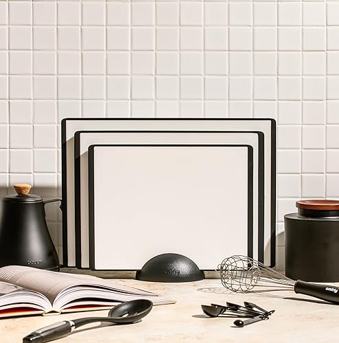 Miniatura 6 de SMIRLY Juego de tablas de cortar de plástico, tablas de cortar aptas para lavavajillas para cocina, tabla de cortar apta para lavavajillas, juego de