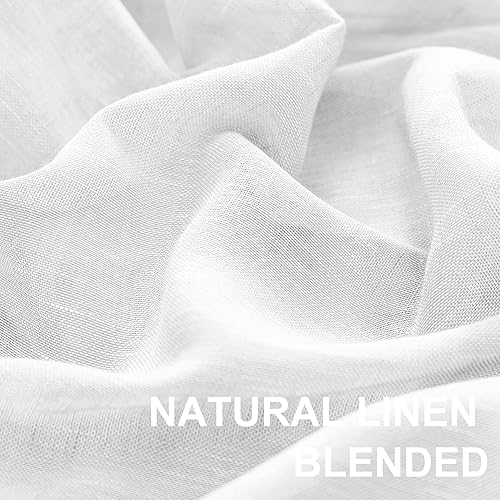 Miniatura 3 de Turquoize cortinas semitransparentes con ojales para cortinero, paneles de cortina de lino natural mezclado, cortinas transparentes para dormitorio