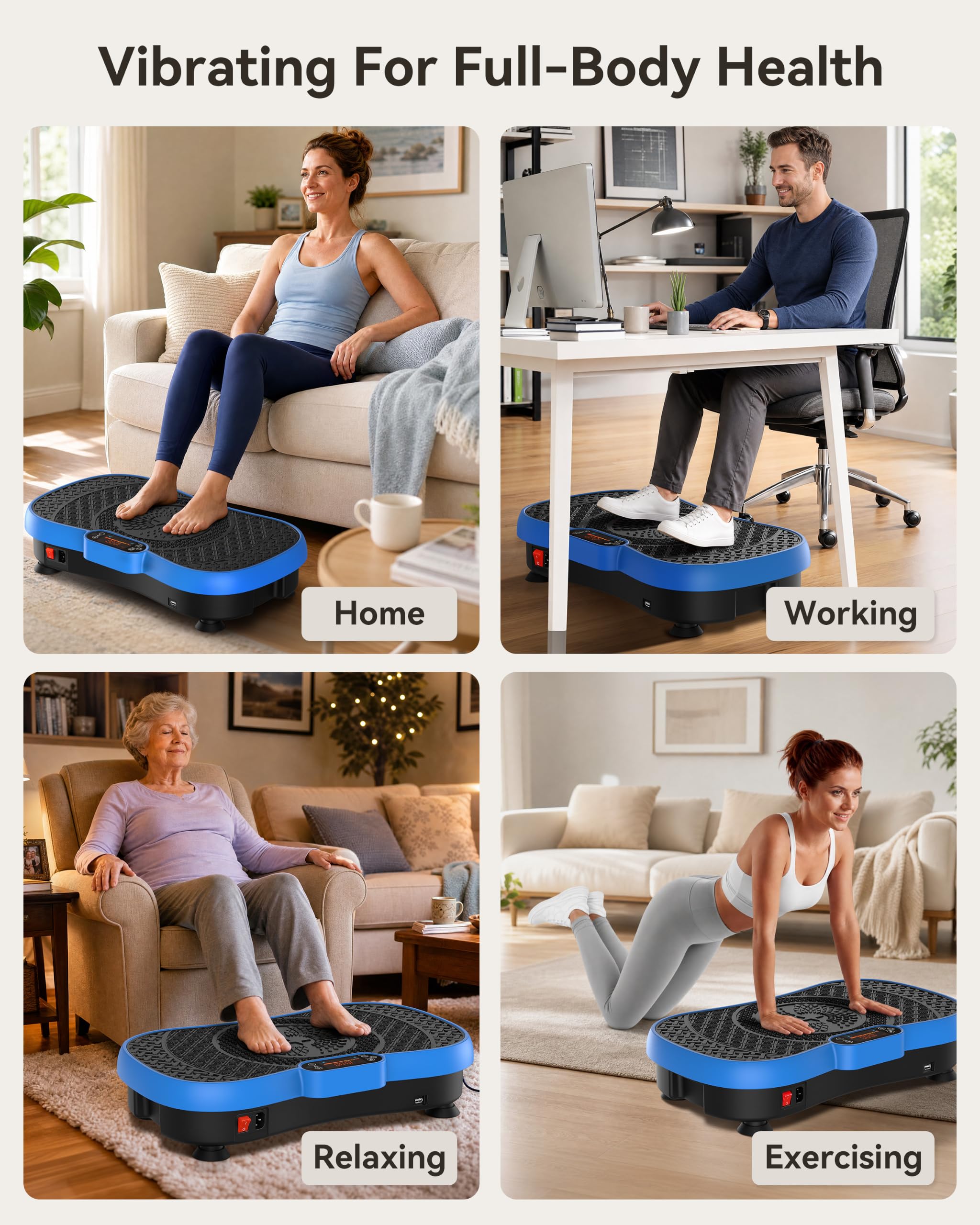 Pedana Vibrante, Vibration Plate Burever 180W, 200 Livelli di Intensità con 5 Programmi Preimpostati, Pedana Vibrante Per Allenamento Completo Con 2 Bande Elastiche E Telecomando