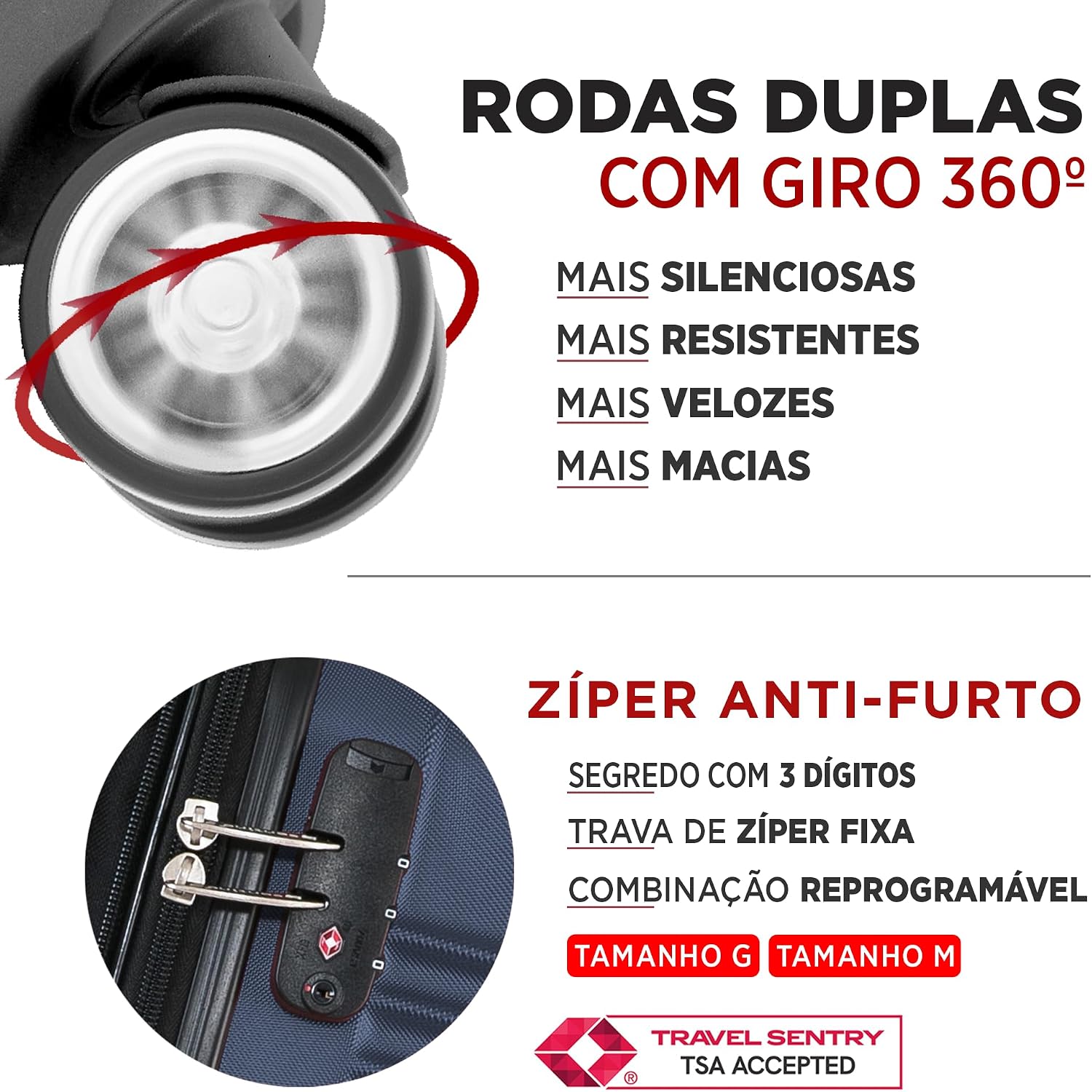 SANTINO Mala de Bordo de Viagem Rígida ABS 4 Rodas 360º com Segredo Leve Resistente Flexível Antifurto [Geometric] (Azul Marinho, médio)