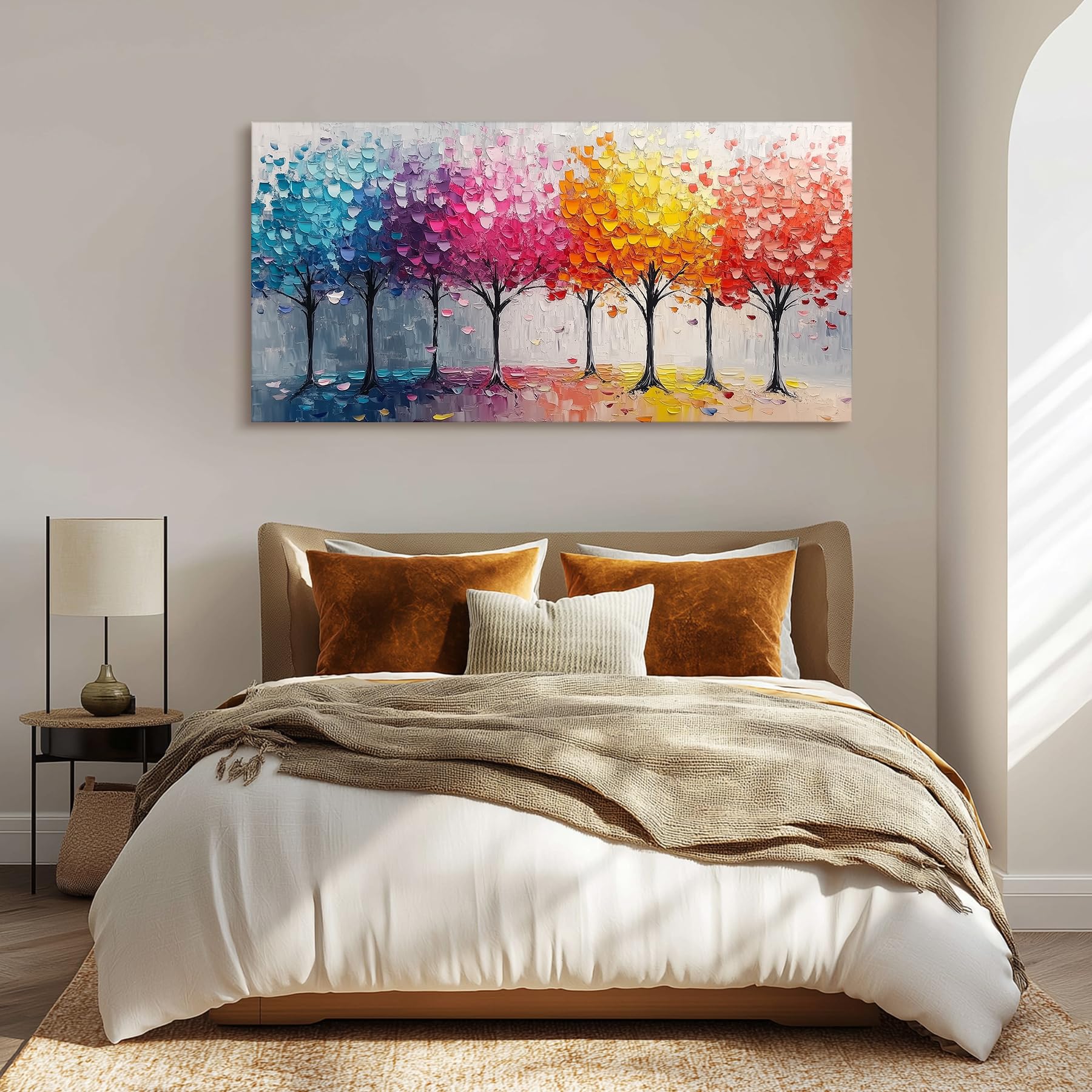 MHARTK66 Asthetische Bilder Wohnzimmer Wald Landschaft Gemälde 75x150 cm | detailreicher hd-druck, unkompliziertes aufhängen, rasche montage, variabel einsetzbar und ideal als schöne geschenkidee