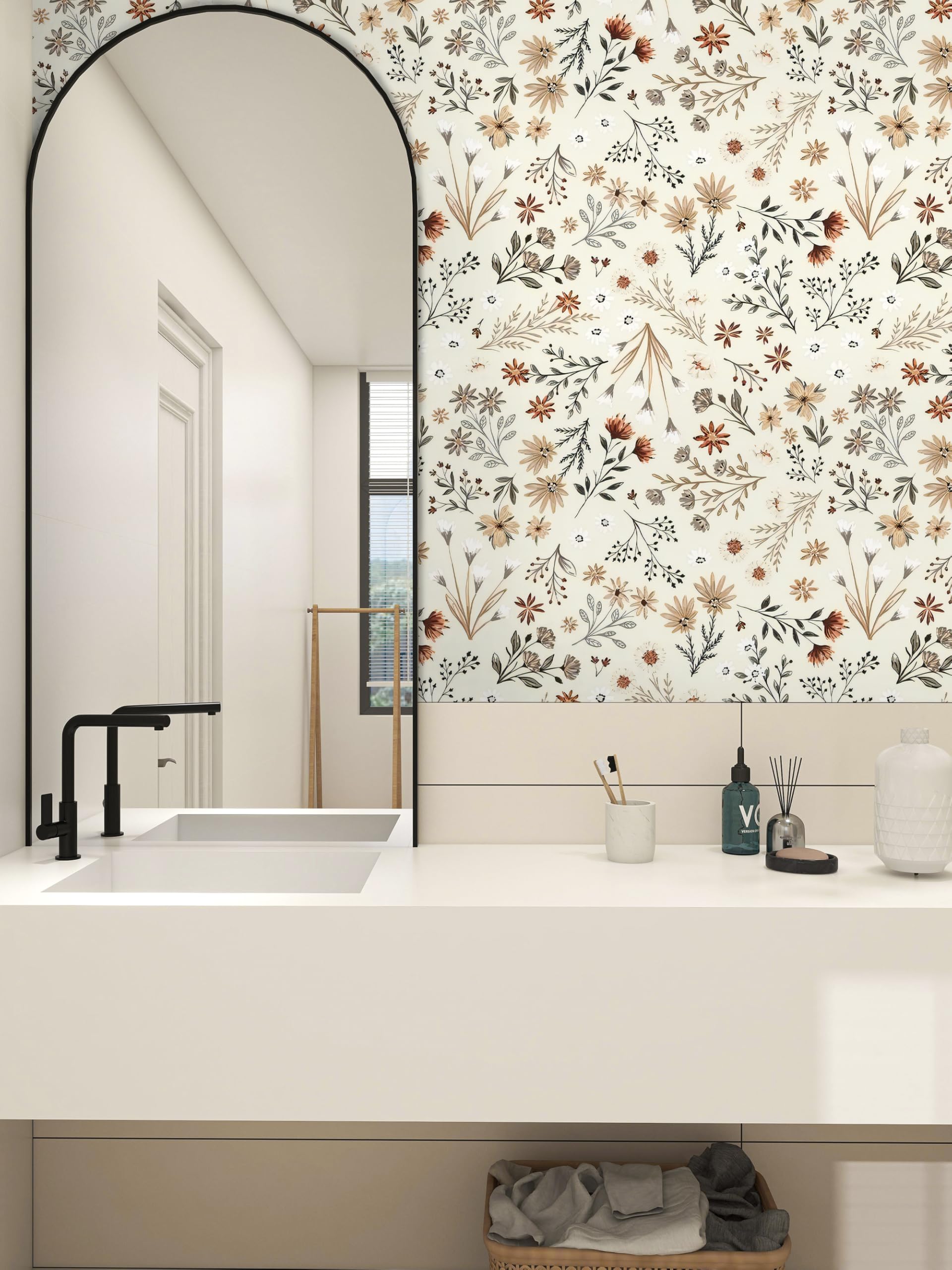 YENHOME Vintage bloemenbehang, 44,5 x 300 cm, zelfklevend
