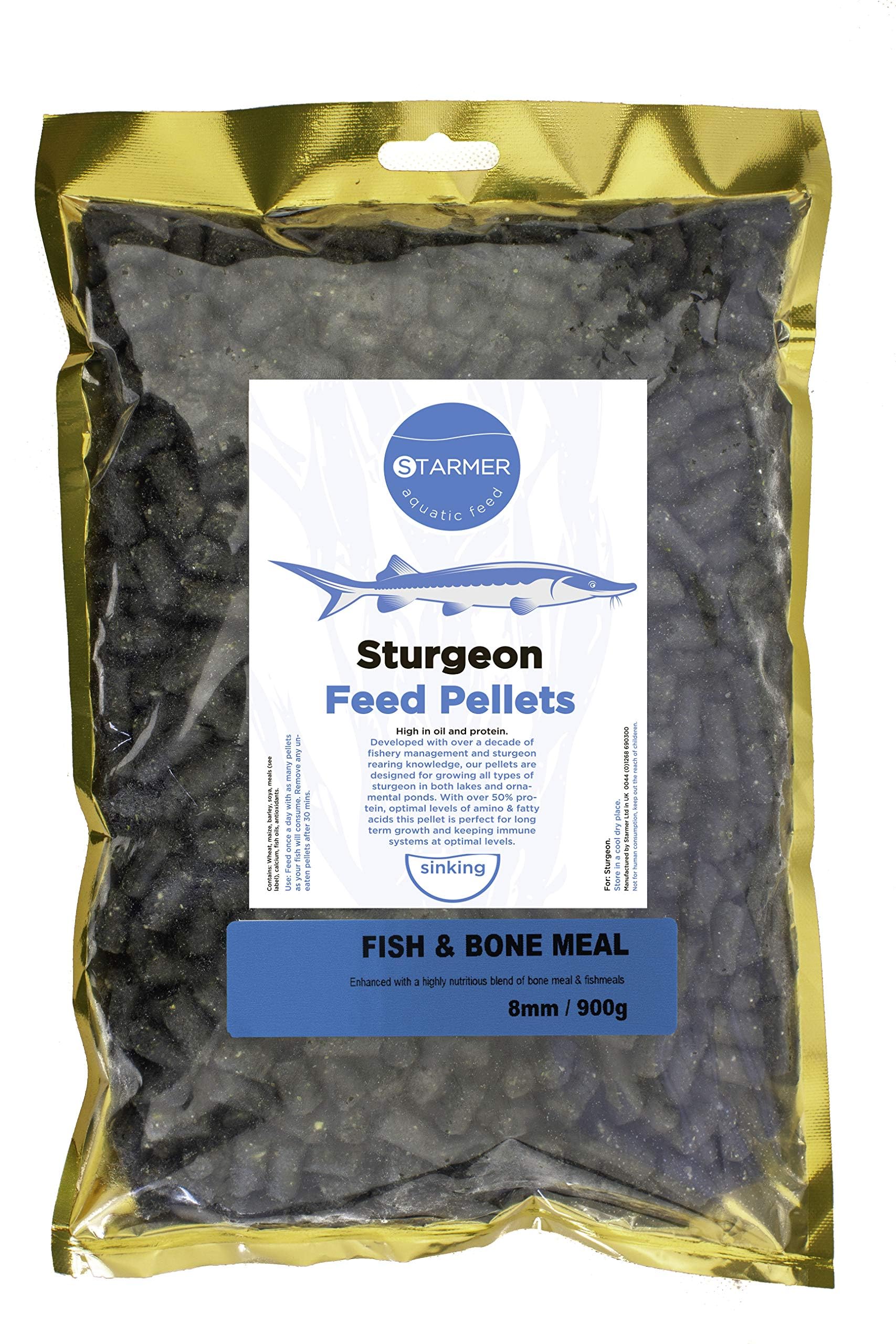 STARMER aquatic feed 8mm / fish & bone/sturgeon pellets / 900g