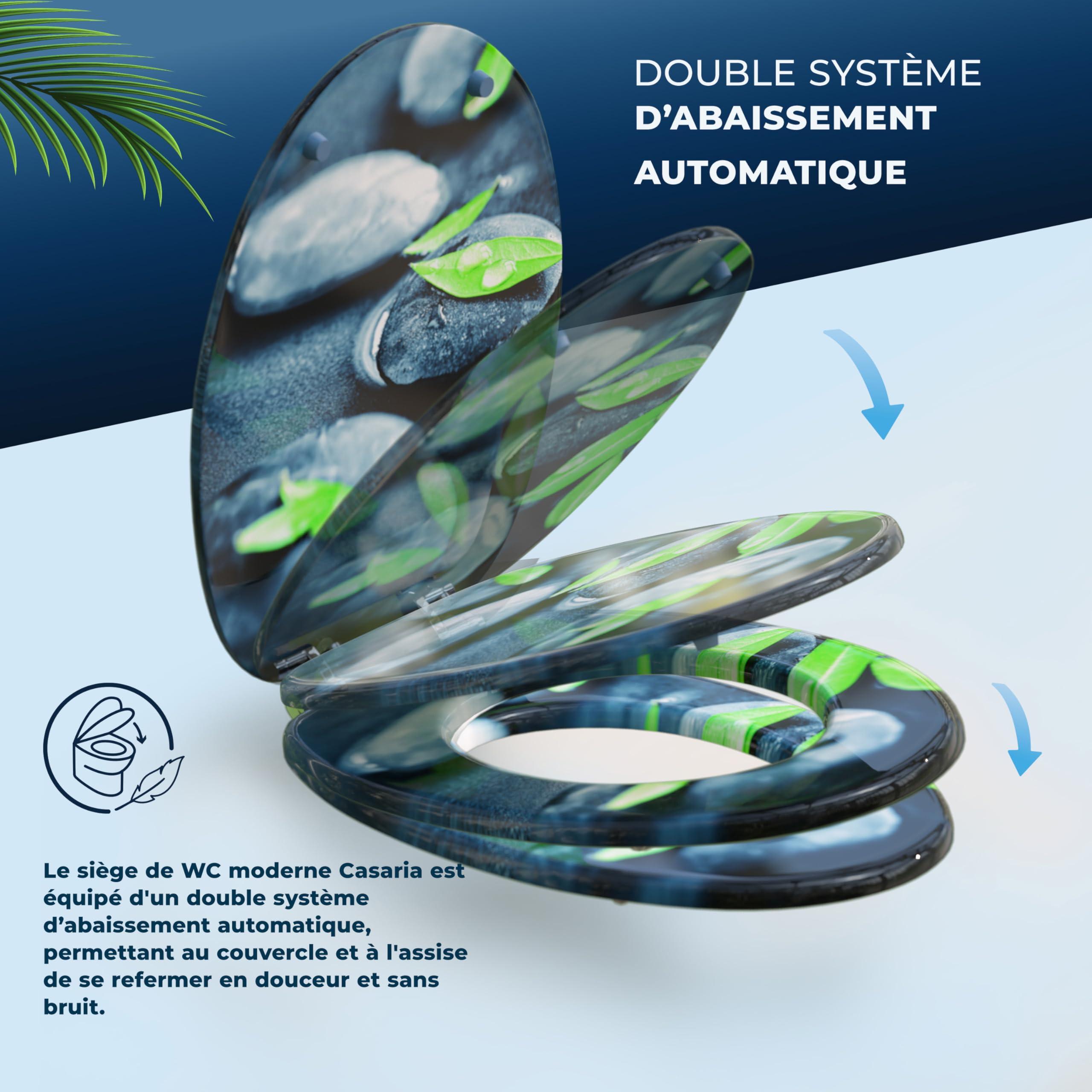 Abattant De Toilette En Mdf Avec Charnière Zinguée. Couvercle De Wc Antibacterienne 43 2x37 6cm