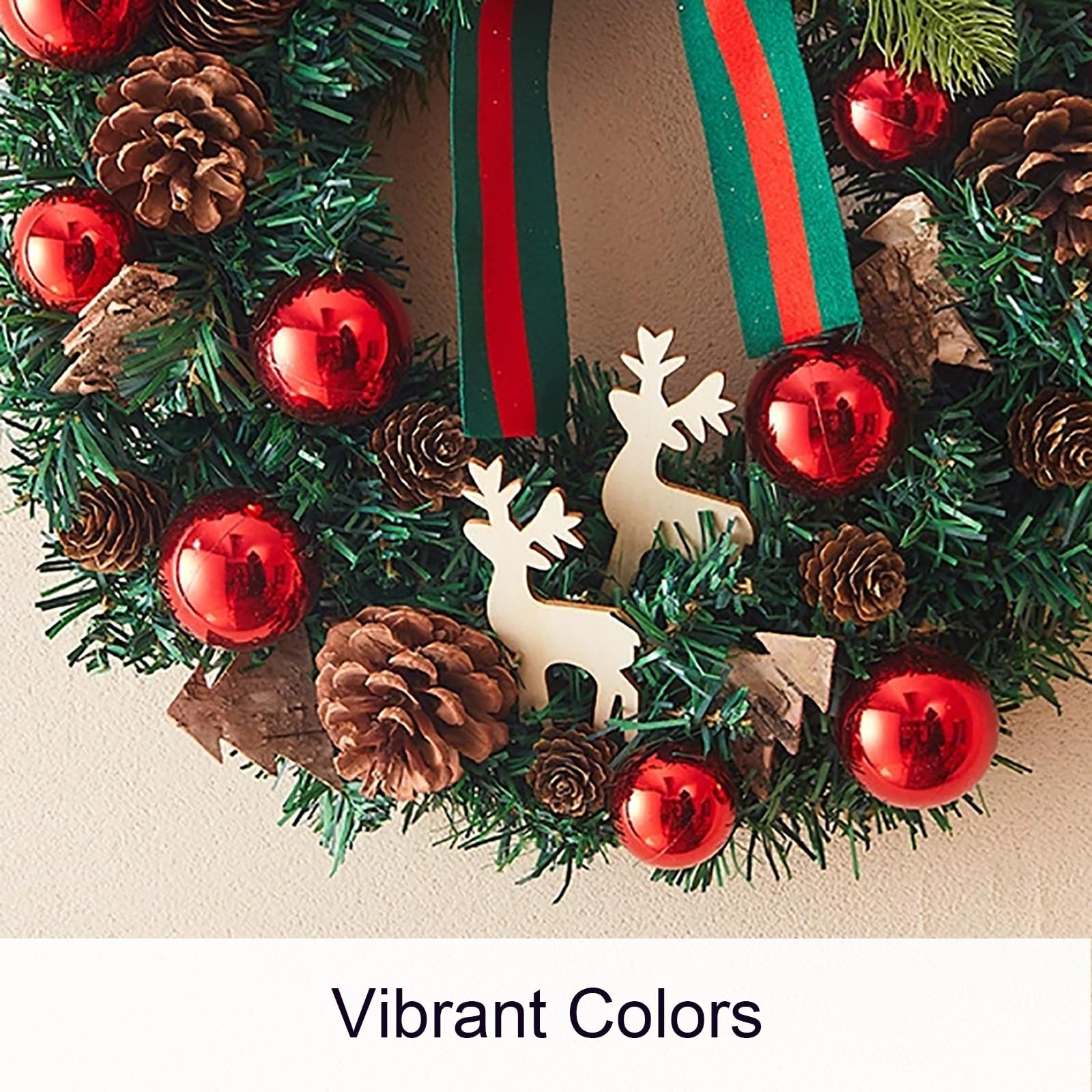 Couronne de Noël pour Porte, Couronnes de Noël Artificielles, Décorations de Porte à Suspendre, pour Portes, Murs, Fenêtres, Tables(Small)