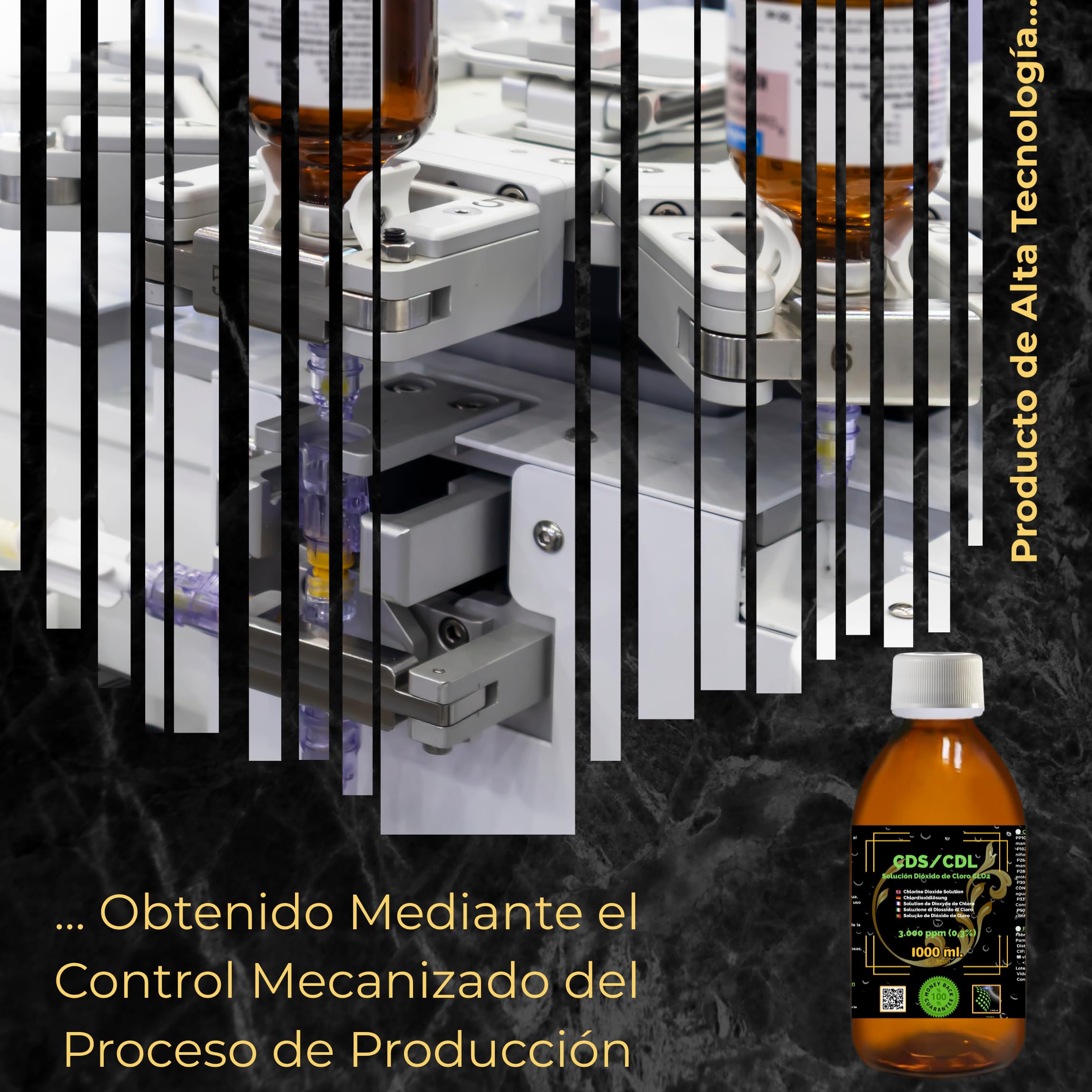 CDS/CDL 3000 ppm 1000 ml | Roztwór dwutlenku chloru w butelce ze szkła bursztynowego z zakraplaczem i zakraplaczem | Wysoka czystość, dozownik prezentowy dla precyzyjnego użytkowania.