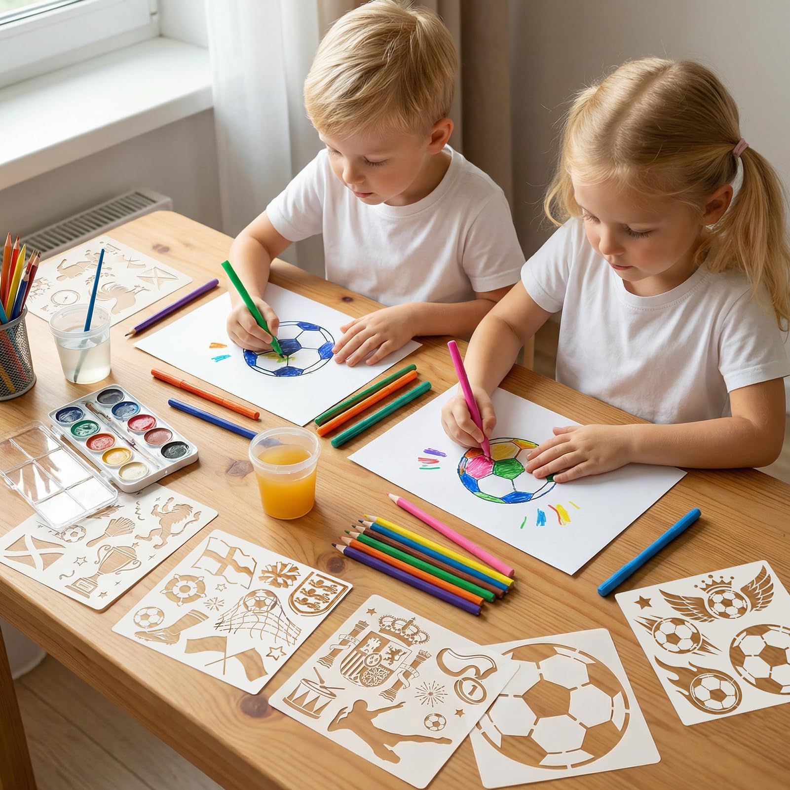 DPKOW 16 x Deportes Fútbol Plantillas para Dibujo, Futbol Deportes Plantillas para Pintar Fútbol Álbumes de Recortes en Madera/Lienzo/Pared/Cara/Papel/Hogar/Suelo, Mundial Eurocopa Manualidades — view 8