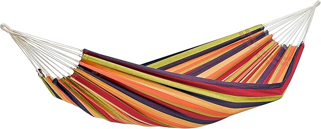 AMAZONAS AMAZONAS Klassische Hängematte Lambada Tropical handgefertigt in Brasilien 210cm x 140cm bis 150 kg buntgestreift — Hängematten
