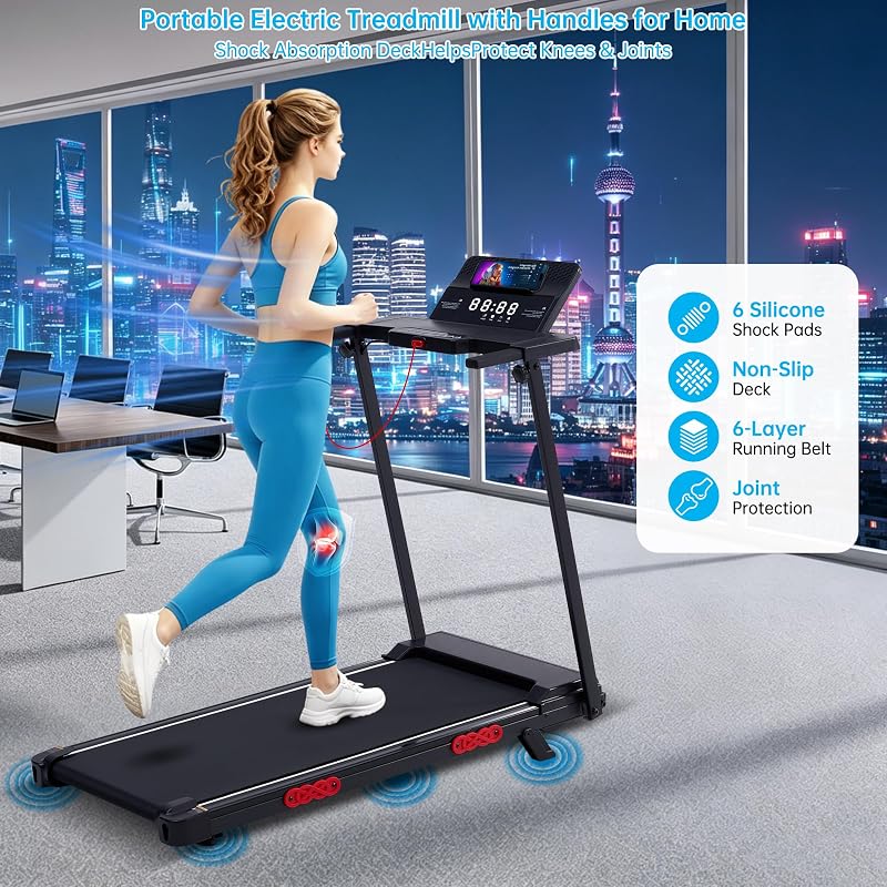OGPOU Portable Treadmill with Incline, Walking Pad with Handle Bar for Home image 5