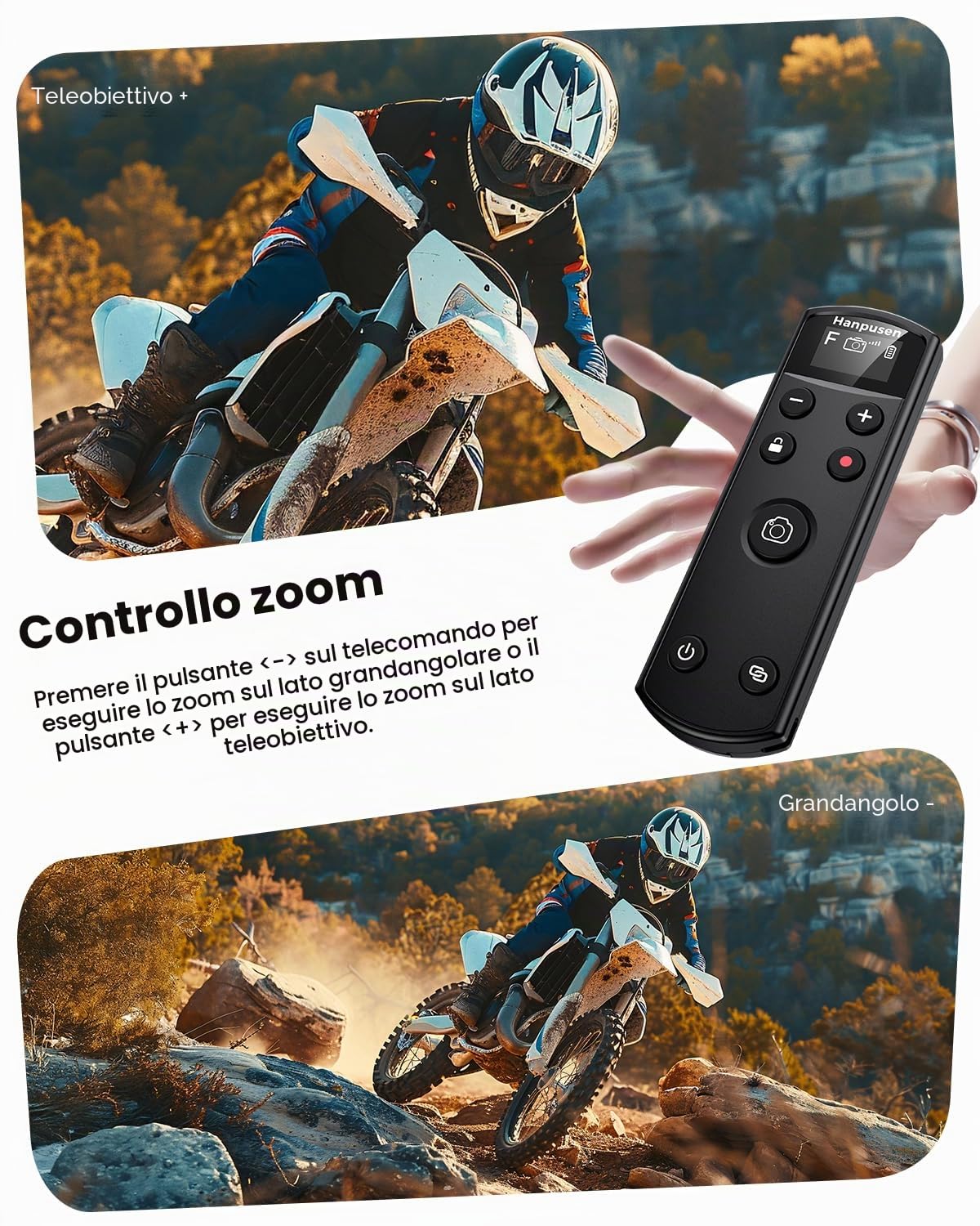 Hanpusen - Telecomando per fotocamera Fujifilm, ricaricabile, senza fili, con schermo OLED, per Fujifilm X100 VI/X-M5/X-T30 II/X-E5/X-T5/X half/X-H2S/X-T30/X-T4/X-T3/X-S20/X-S10/X-T50/X-H2