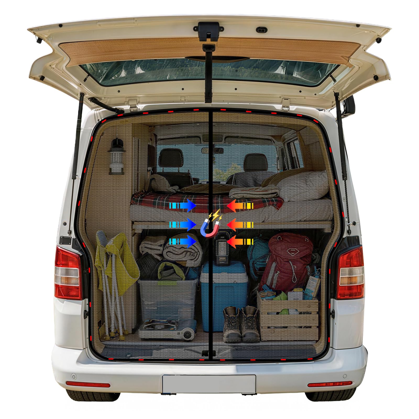 XCBYT Moskitonetz Auto Hintertür Kompatibel für VW T5 T6 | Insektennetz / Fliegengitter Perfekte Passform für VW T5 T6,Magnetbefestigung,feine Maschen