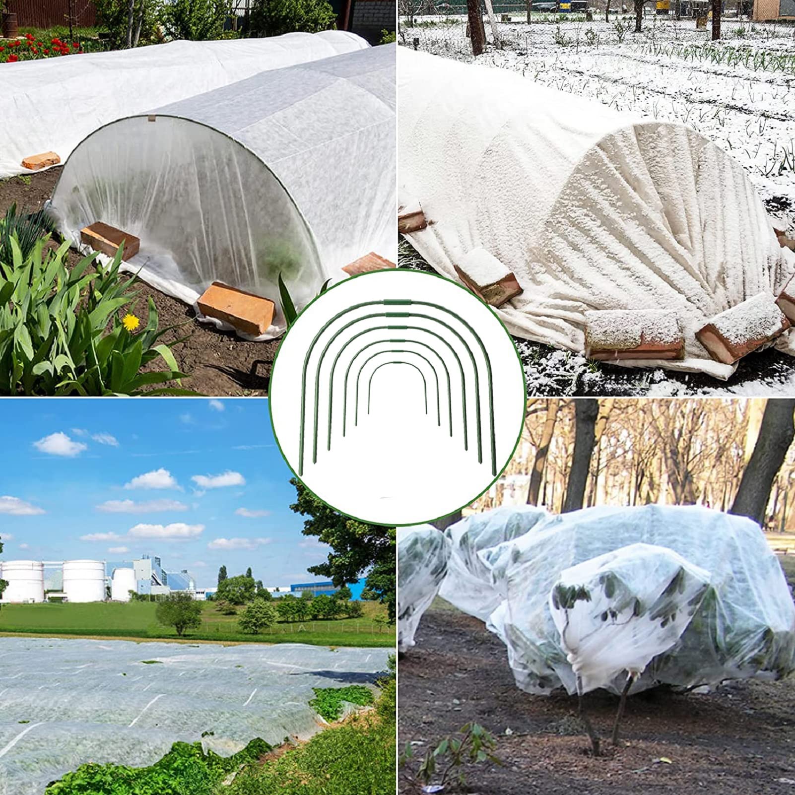 Gewächshausreifen-Set Aus Stahl - 8 Tunnel Mit Clips, Verstellbar, Für Hochbeete & Gartenpflanzen